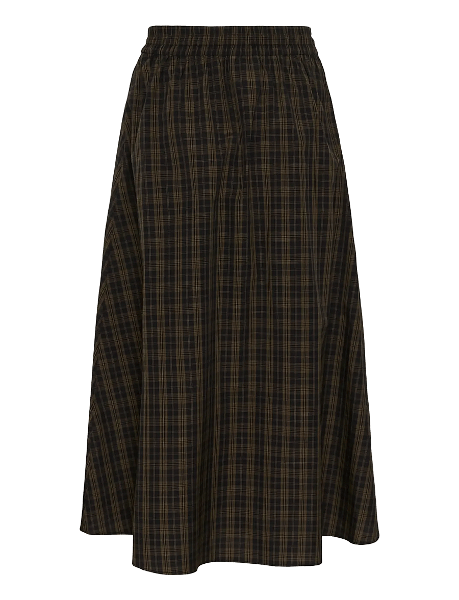 Kaffe - KAhelie skirt - midi-röcke - black/ brown check - 1