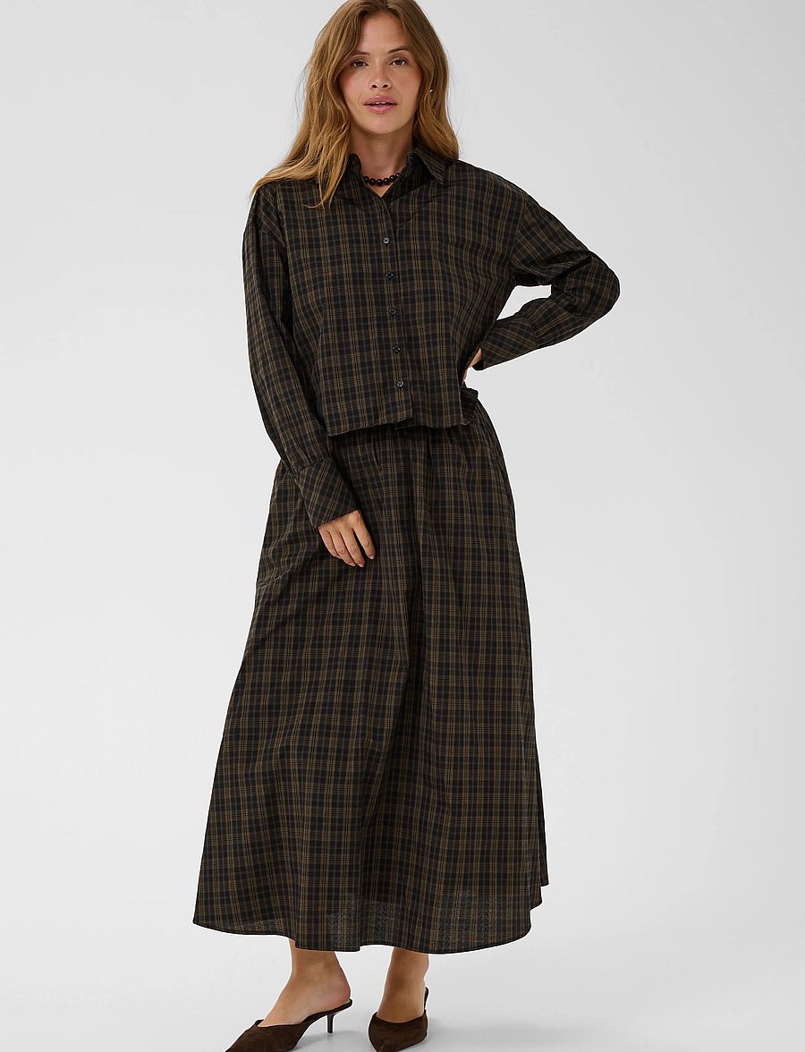Kaffe - KAhelie skirt - midi-röcke - black/ brown check - 3