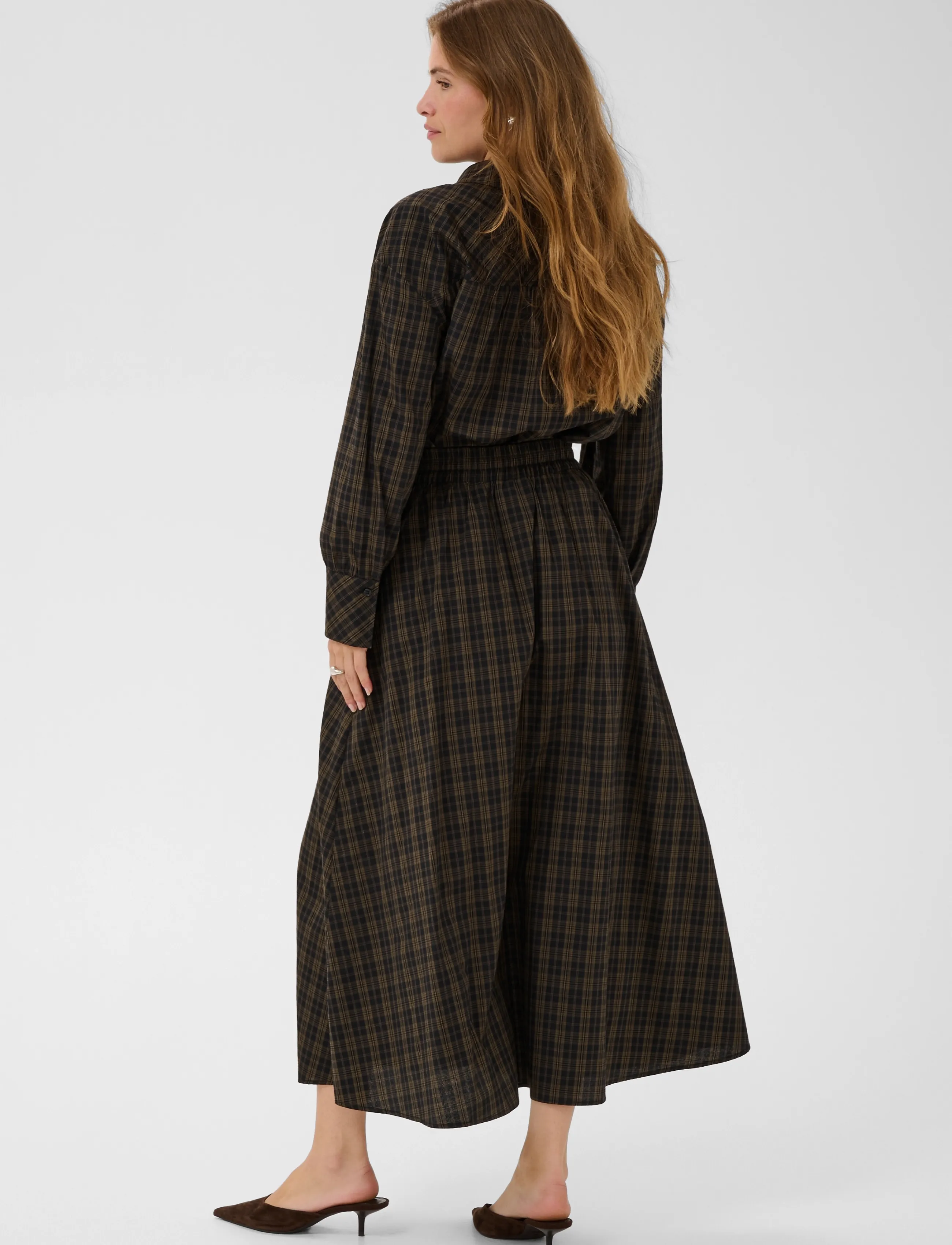 Kaffe - KAhelie skirt - midi-röcke - black/ brown check - 4