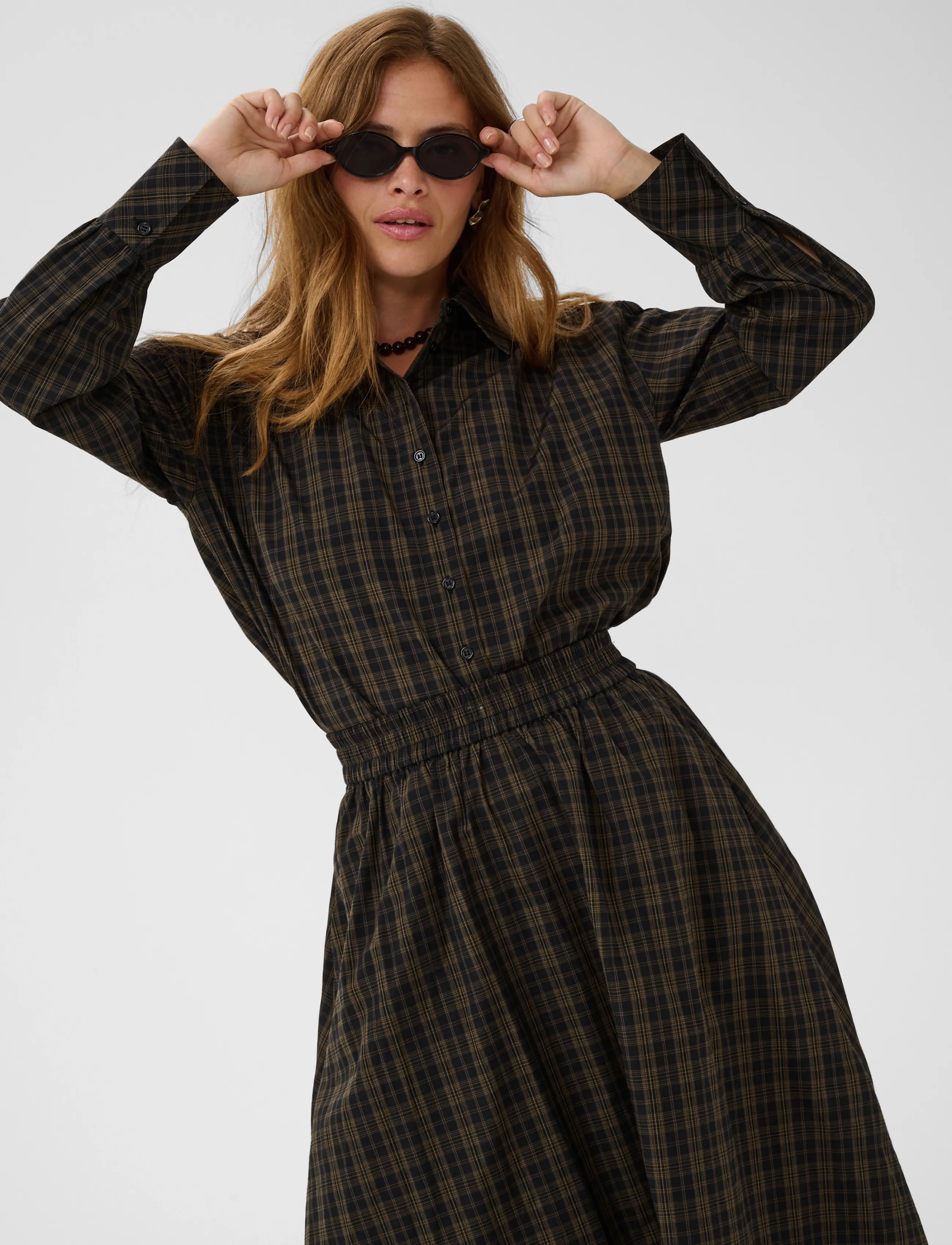 Kaffe - KAhelie skirt - midi-röcke - black/ brown check - 5