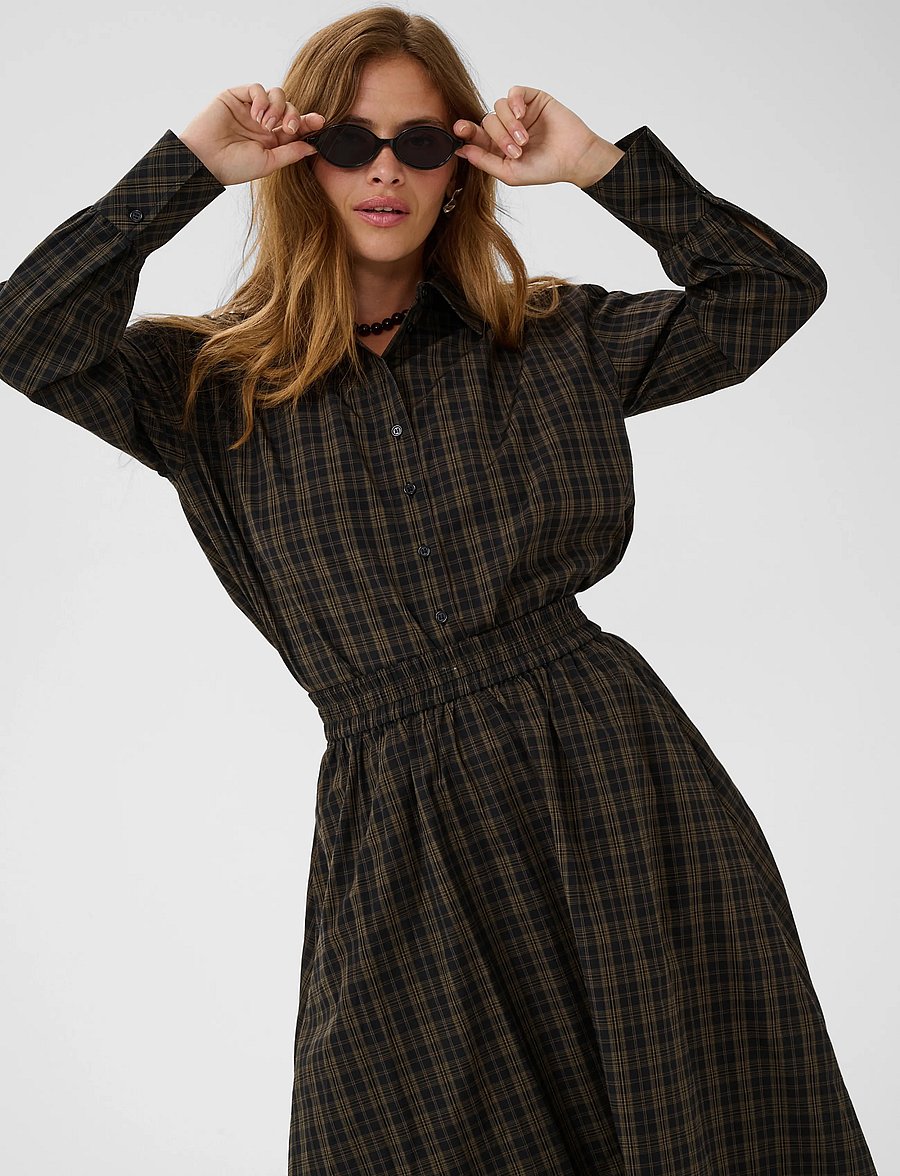 Kaffe - KAhelie skirt - midi-röcke - black/ brown check - 5