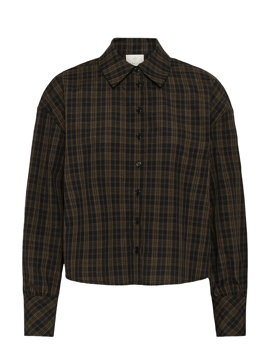 Kaffe - KAhelie check shirt - langärmlige hemden - black/ brown check - 0
