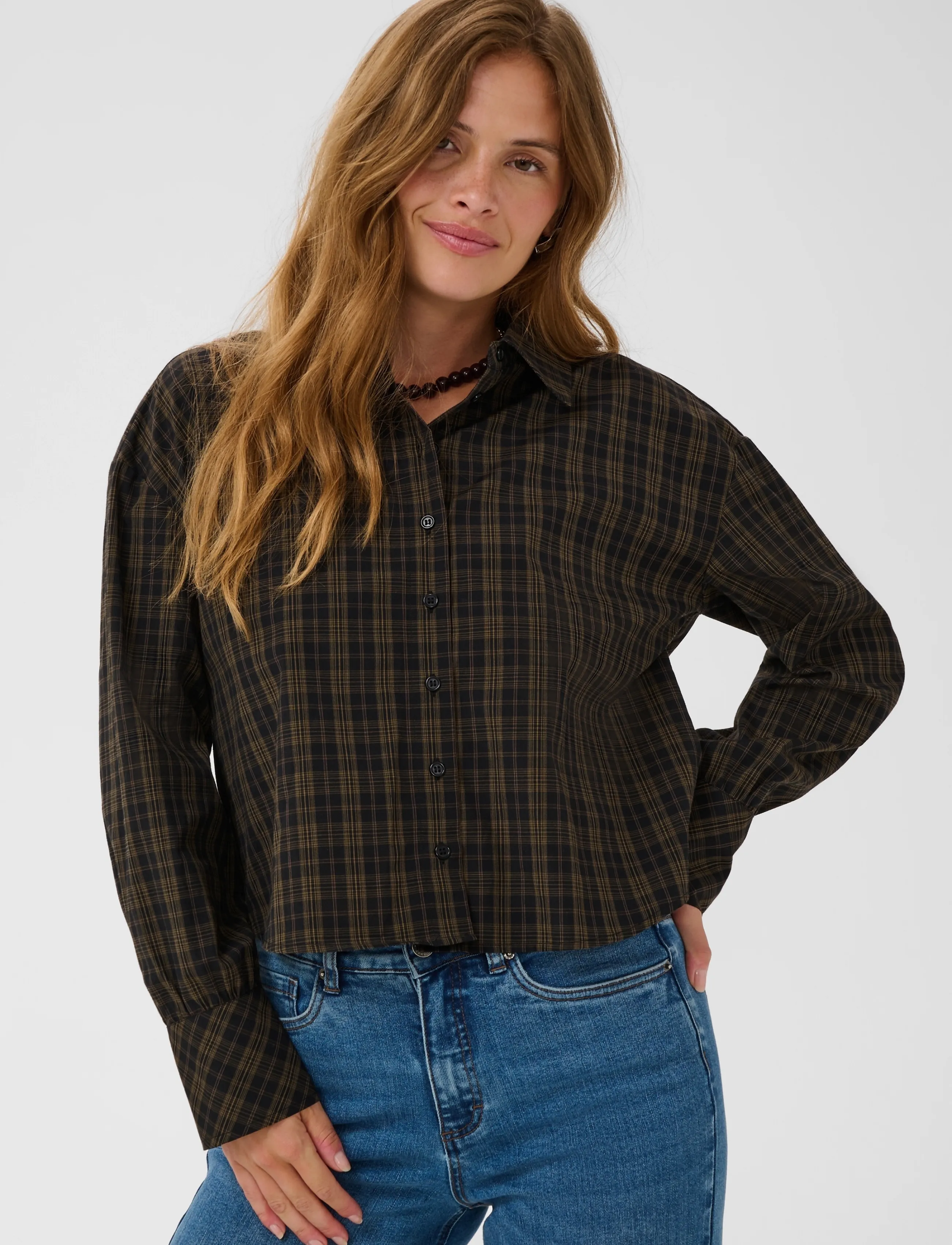 Kaffe - KAhelie check shirt - langärmlige hemden - black/ brown check - 2