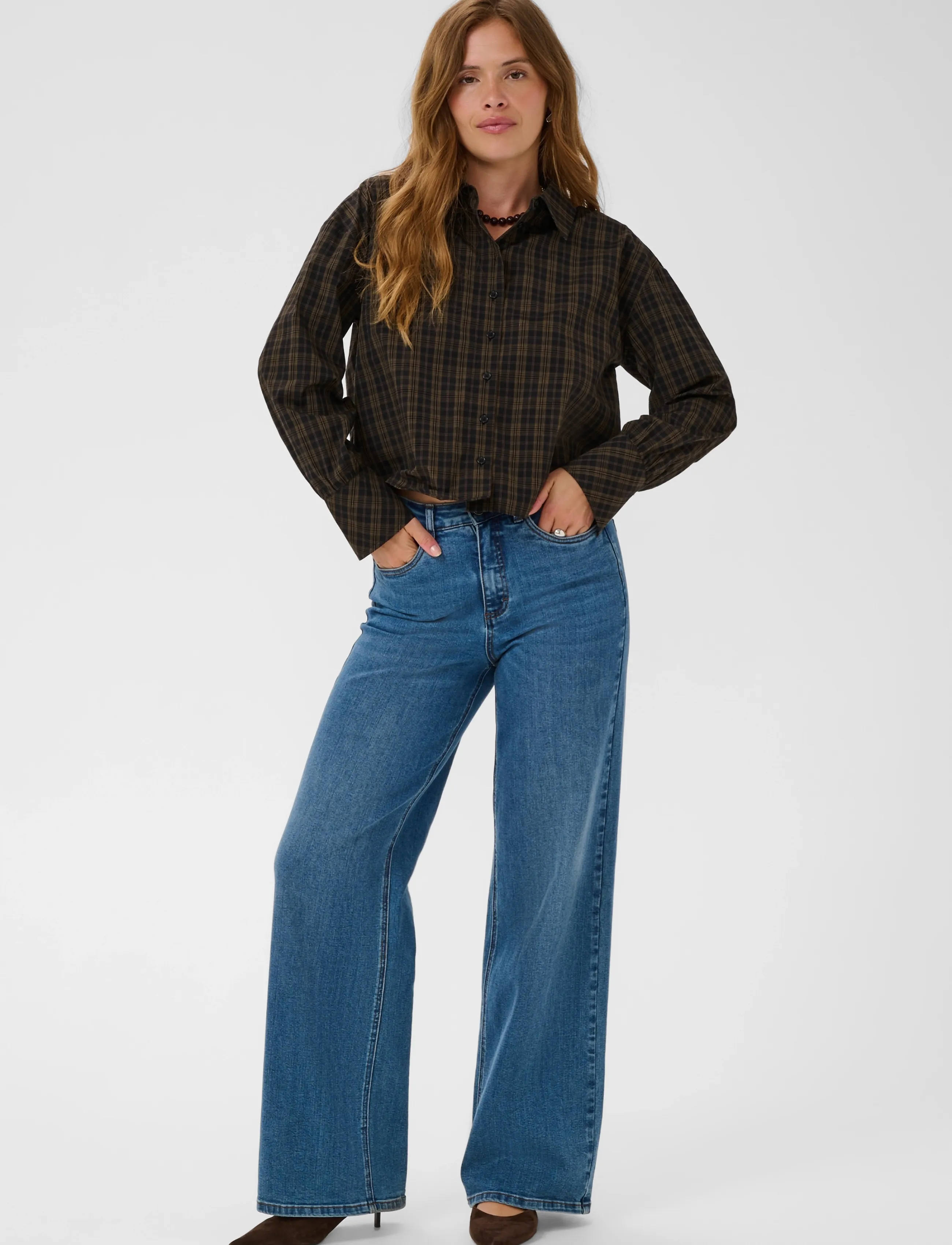 Kaffe - KAhelie check shirt - langärmlige hemden - black/ brown check - 3