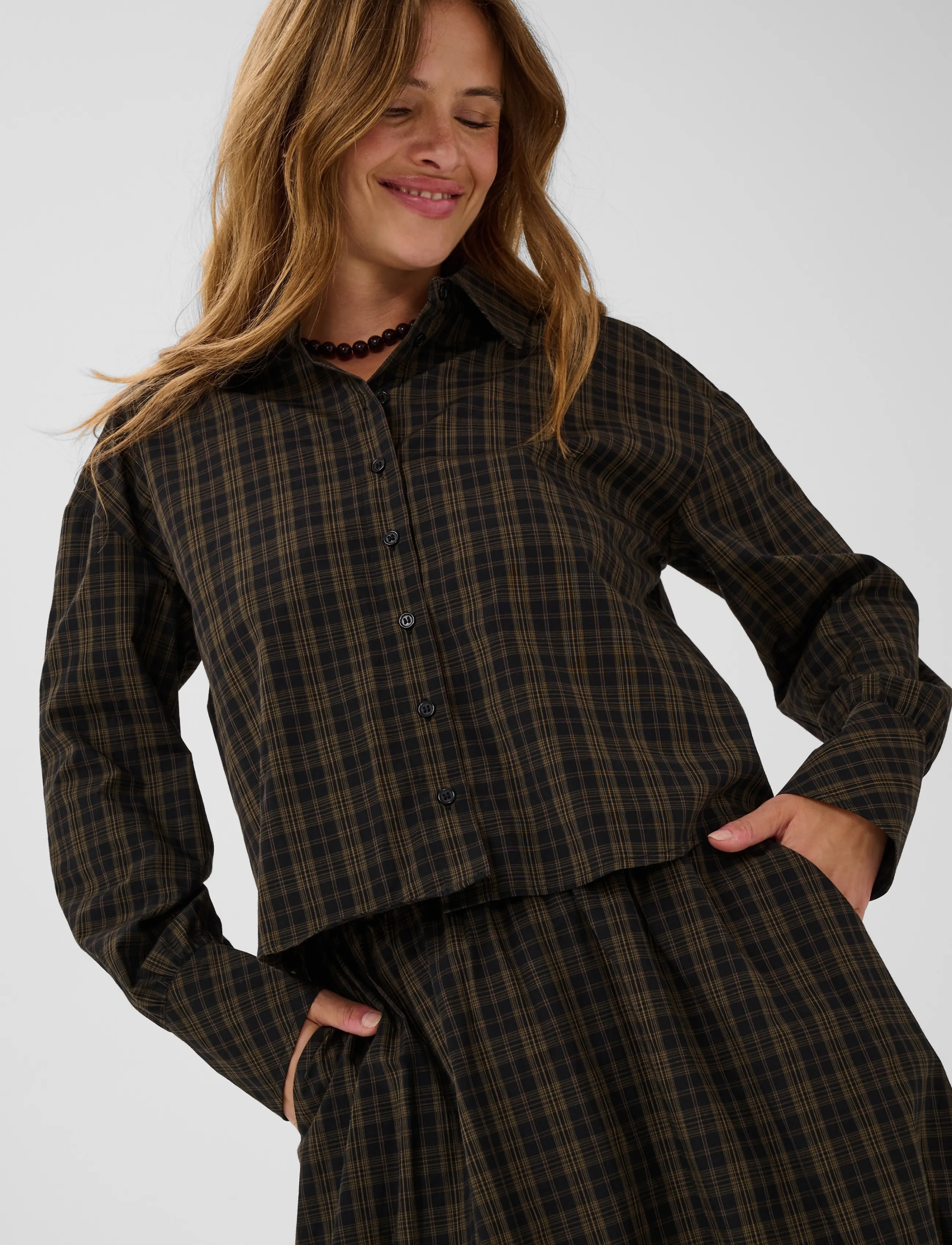 Kaffe - KAhelie check shirt - langärmlige hemden - black/ brown check - 5