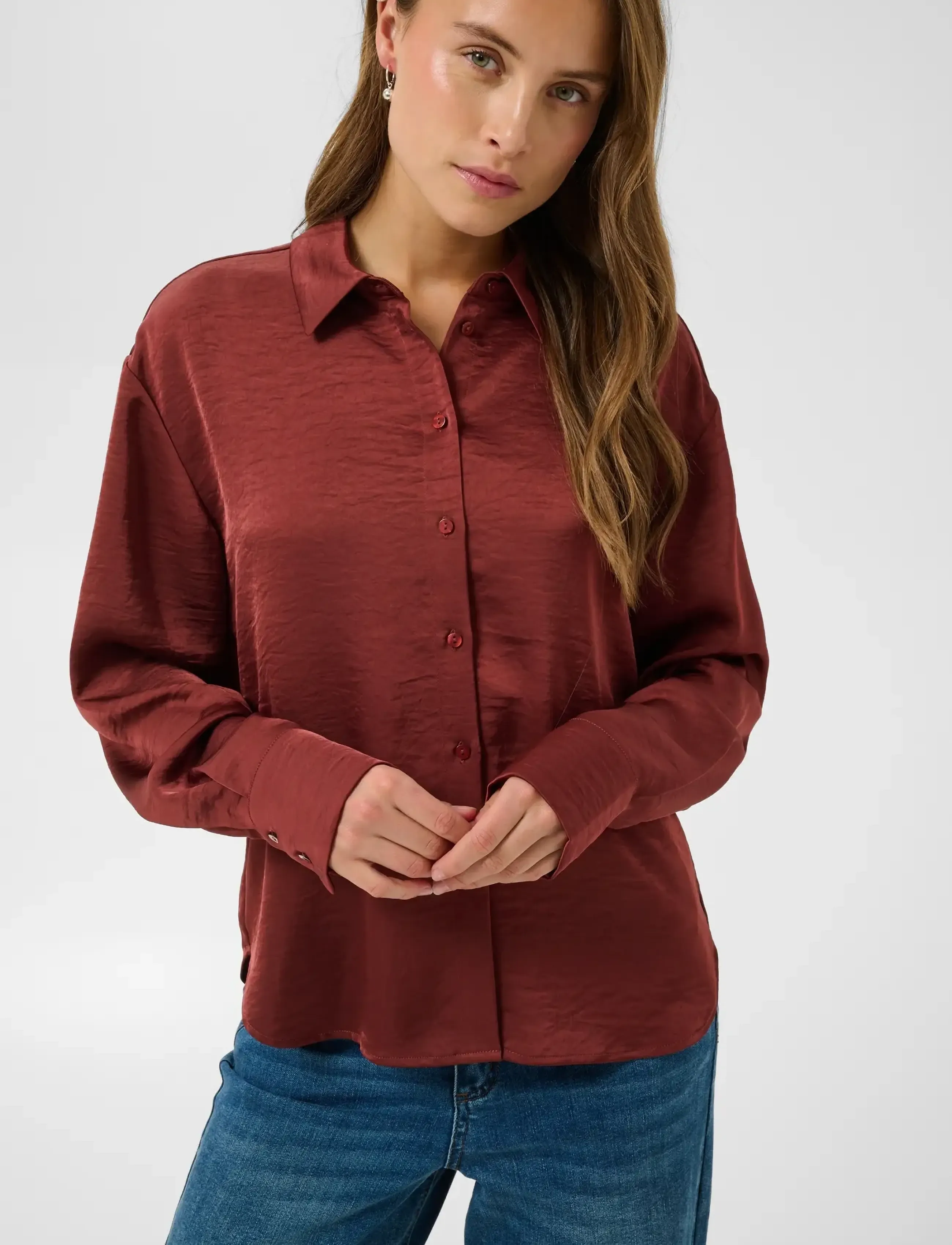 Kaffe - KArory Cropped Shirt - pikkade varrukatega särgid - port - 5