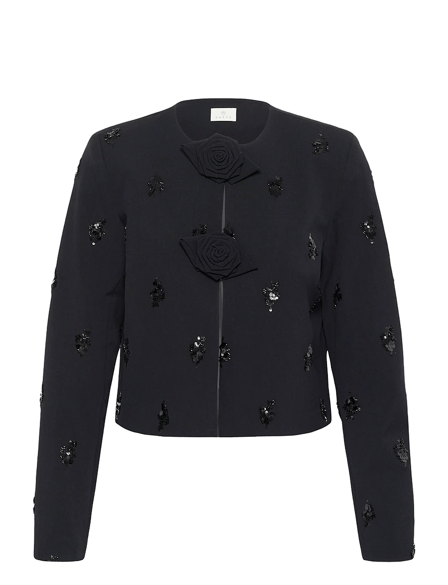 Kaffe - KAvally cropped blouse - pikkade varrukatega pluusid - black deep - 0