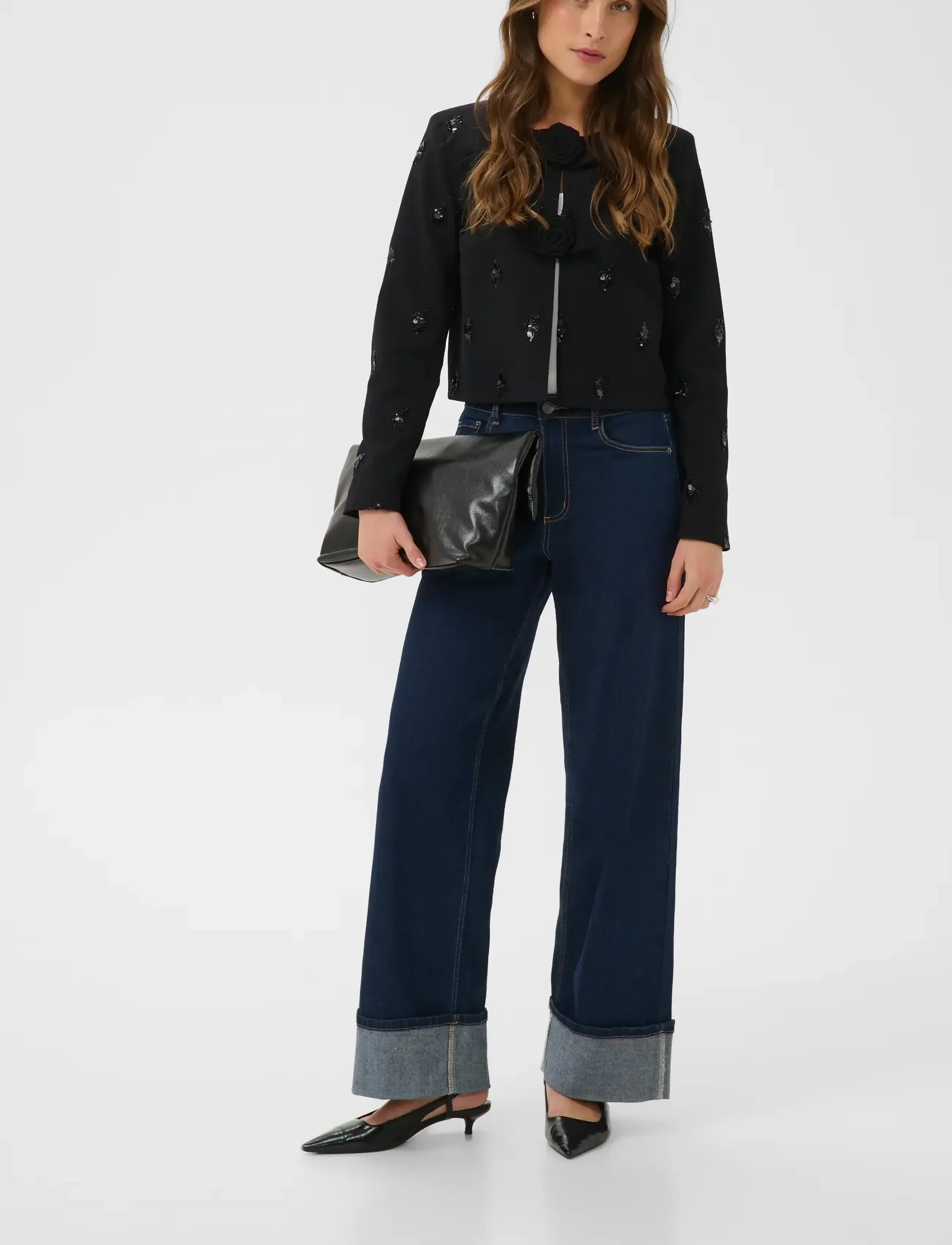 Kaffe - KAvally cropped blouse - langärmelige blusen - black deep - 3