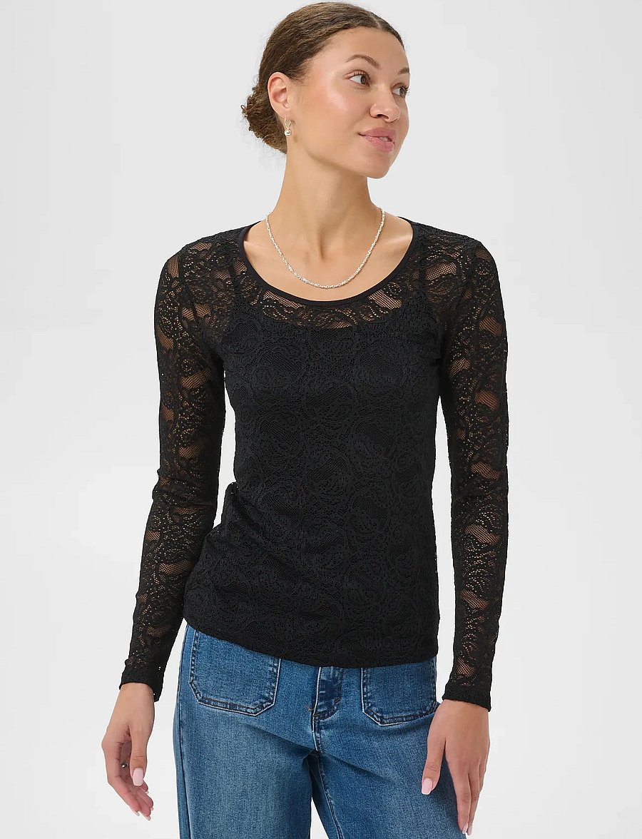 Kaffe - KAlucia T-Shirt - long-sleeved tops - black deep - 2