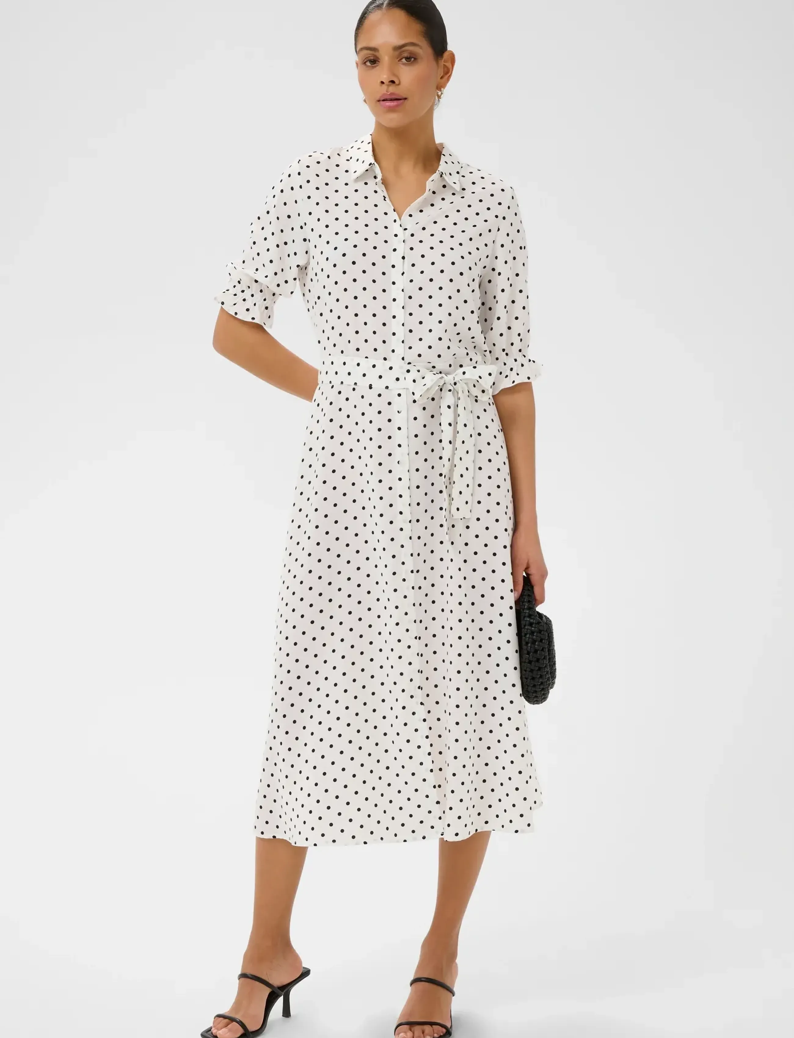Kaffe KAdolly Dress - Visa allt - CHALK W/ BLACK DOTS / white