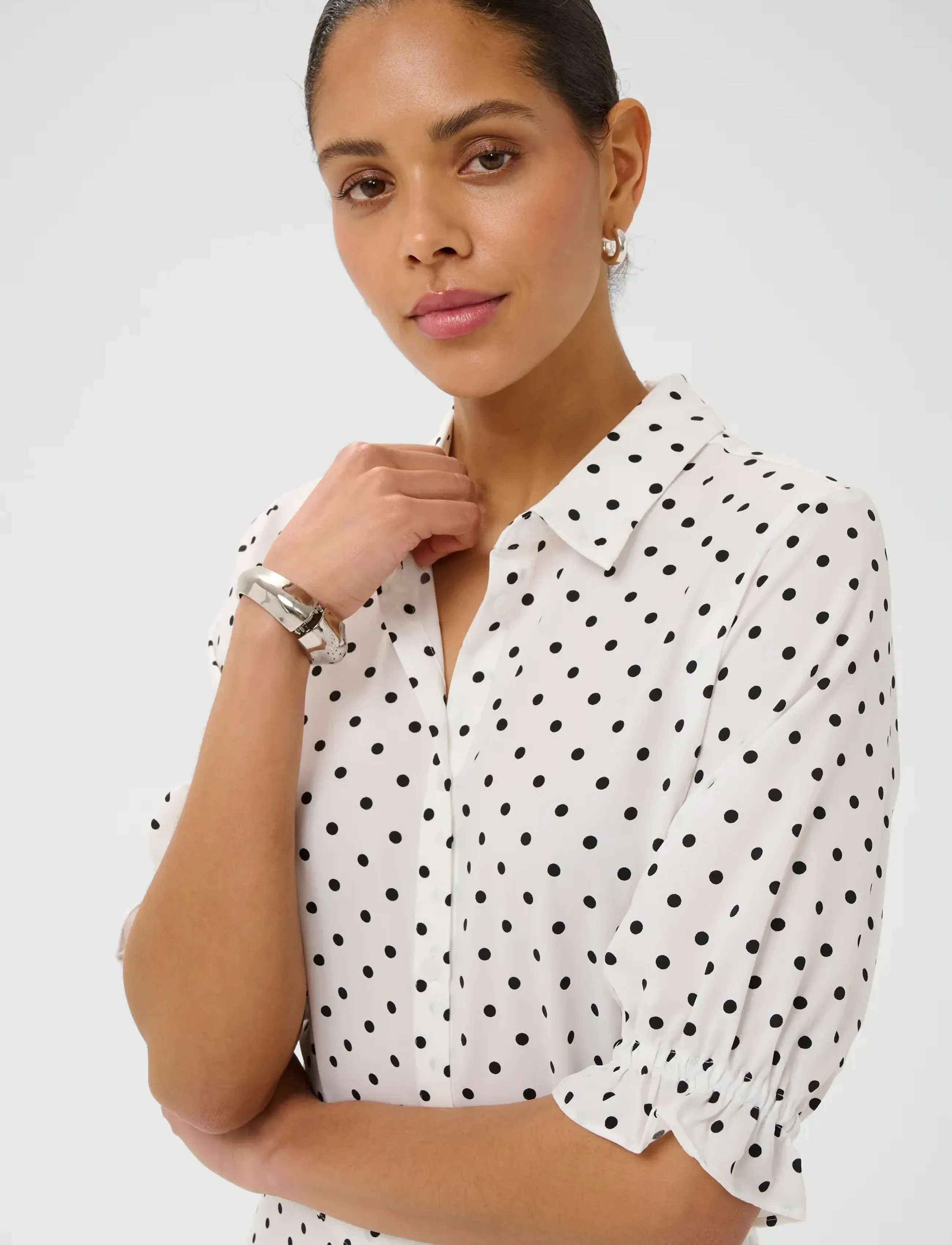 Kaffe - KAdolly Dress - särkkleidid - chalk w/ black dots - 4