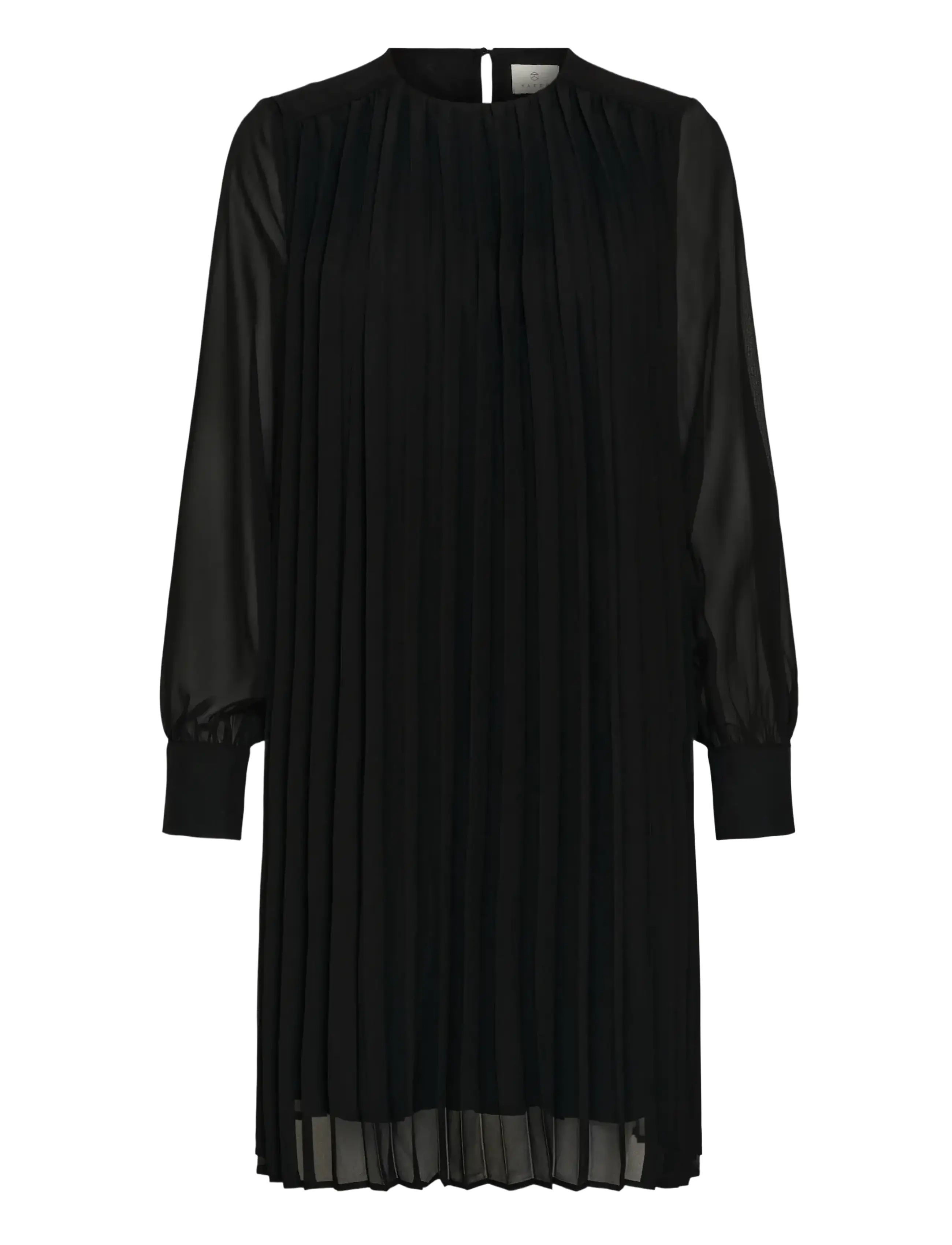 Kaffe Kaeloise Dress, Damen, Plissiertes Langarmkleid, Schwarz, Gr.46
