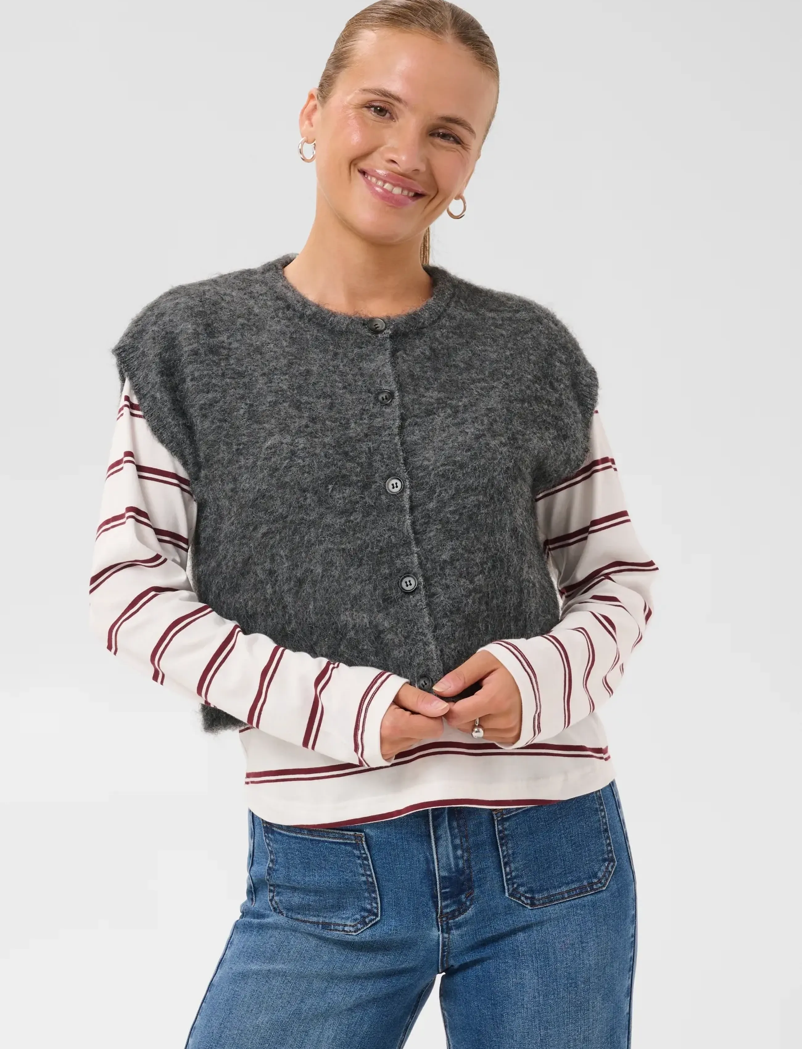 Kaffe - KAjordan Knit Vest - knitted vests - dark grey melange - 2