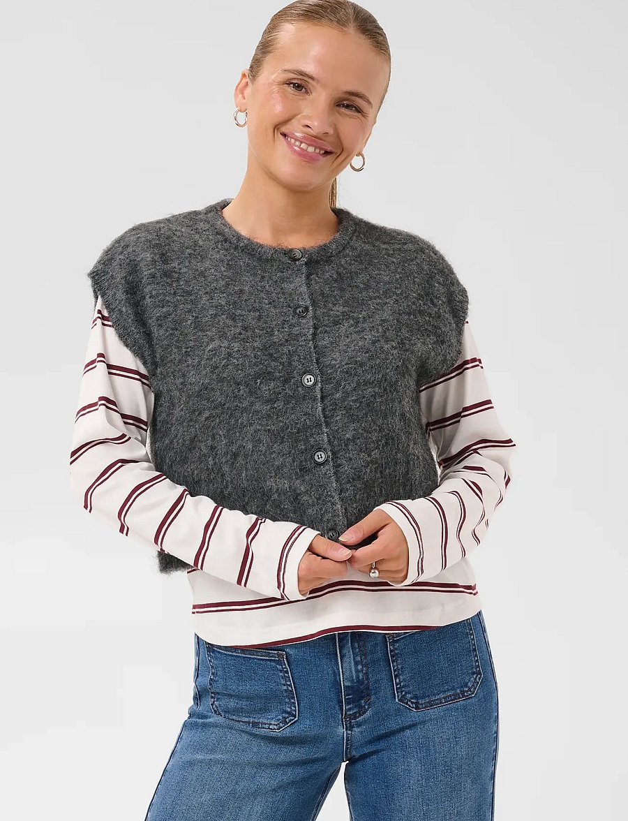 Kaffe - KAjordan Knit Vest - knitted vests - dark grey melange - 2