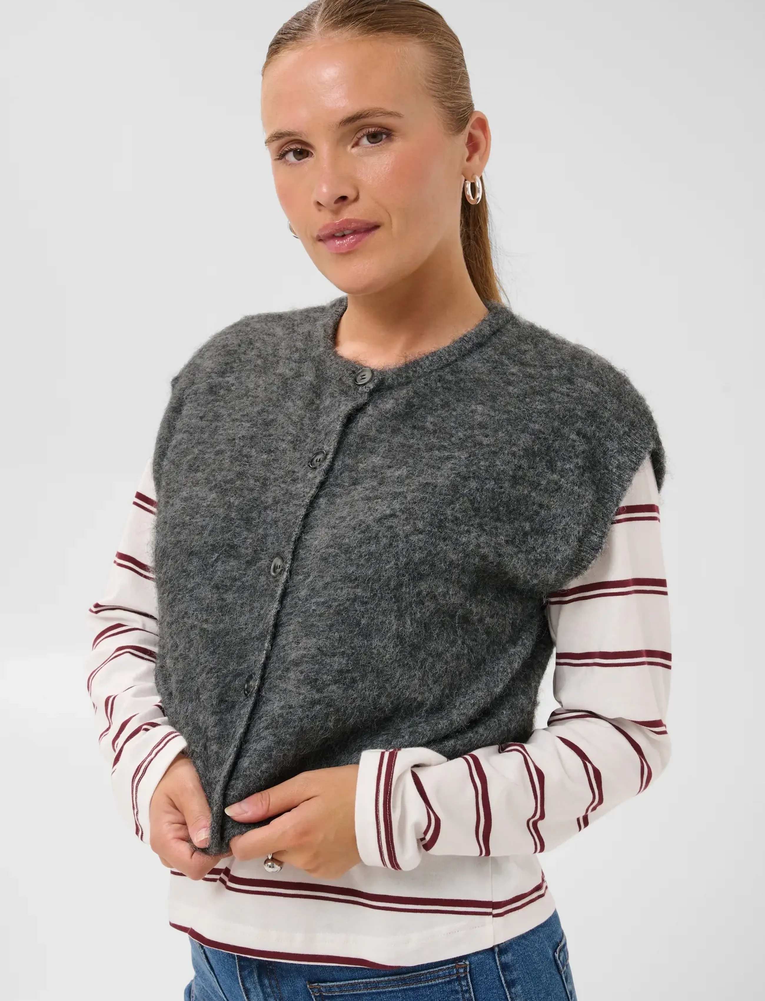 Kaffe - KAjordan Knit Vest - knitted vests - dark grey melange - 5