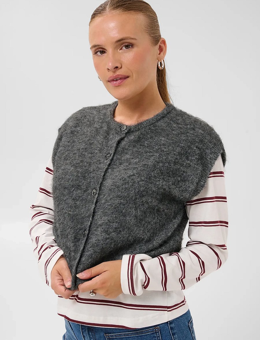 Kaffe - KAjordan Knit Vest - knitted vests - dark grey melange - 5