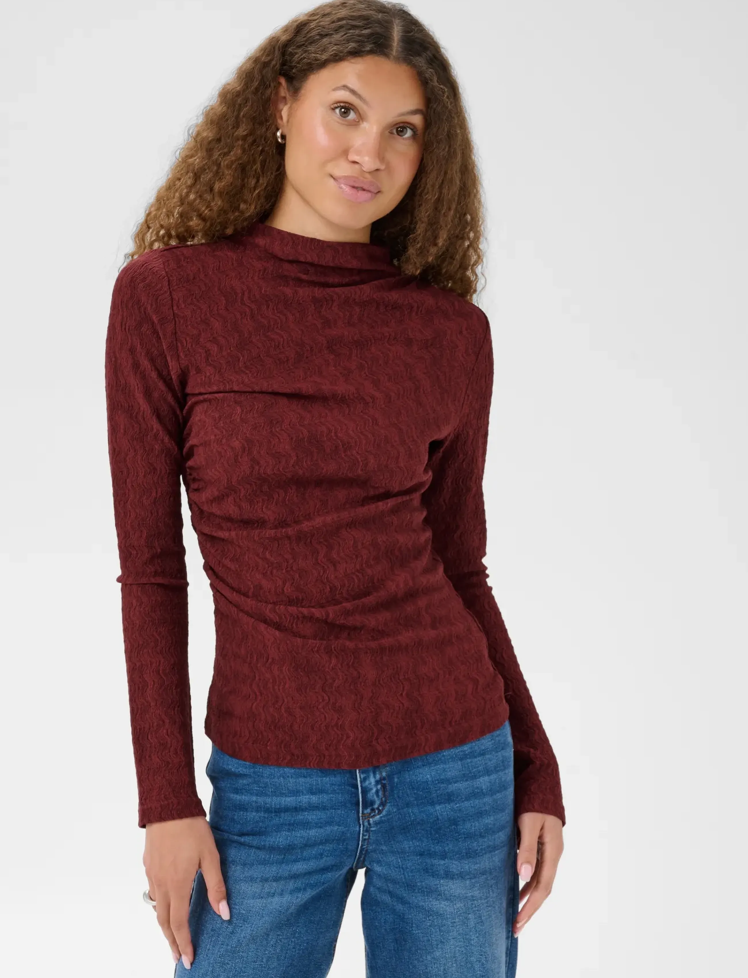 Kaffe - KArita Jersey Blouse - langärmelige blusen - port - 2