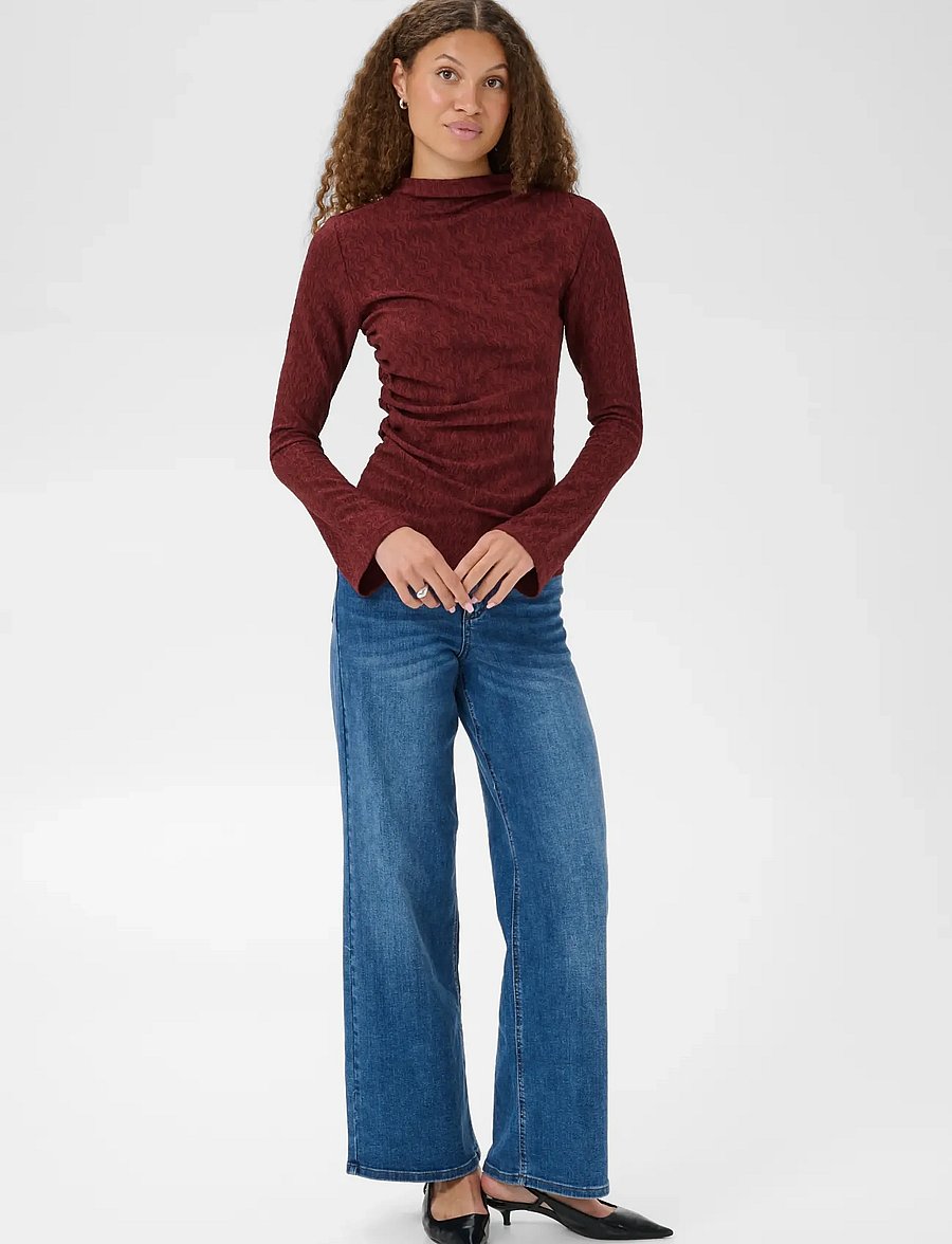 Kaffe - KArita Jersey Blouse - langärmelige blusen - port - 3