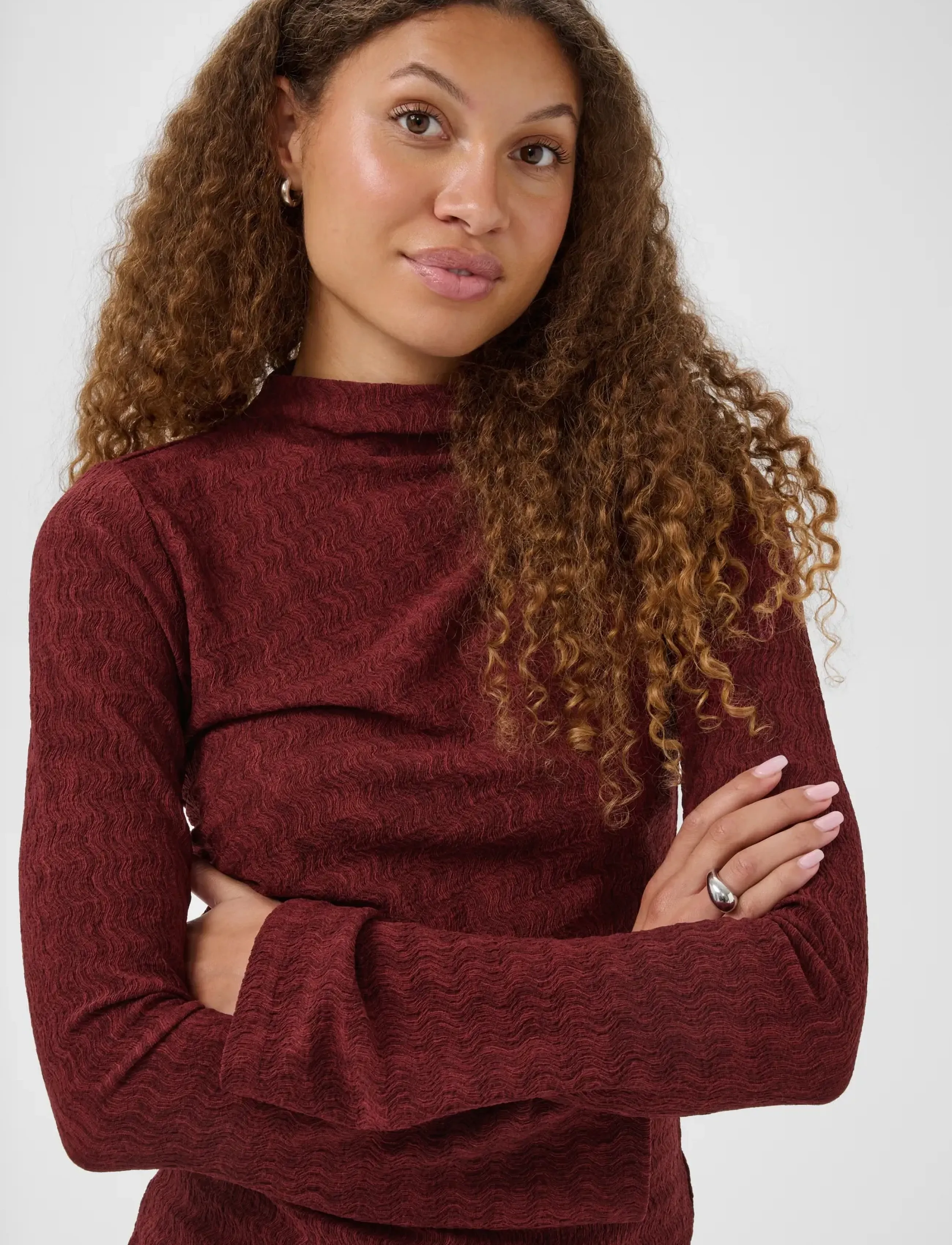 Kaffe - KArita Jersey Blouse - langärmelige blusen - port - 5