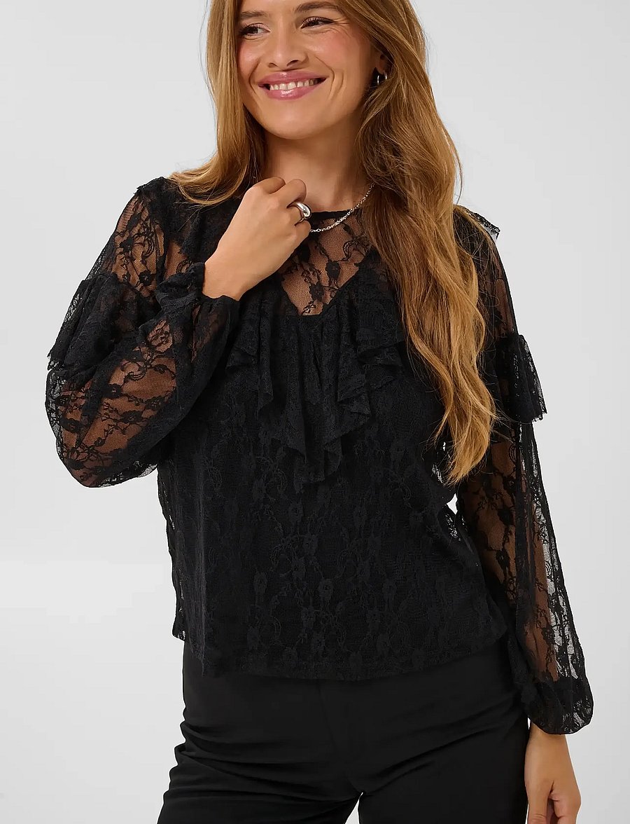 Kaffe - KAace Blouse - long sleeved blouses - black deep - 5