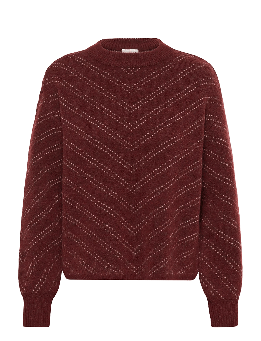 Kaffe - KAhillery Pullover - striktrøjer - port m./desert taupe m. stripe - 0
