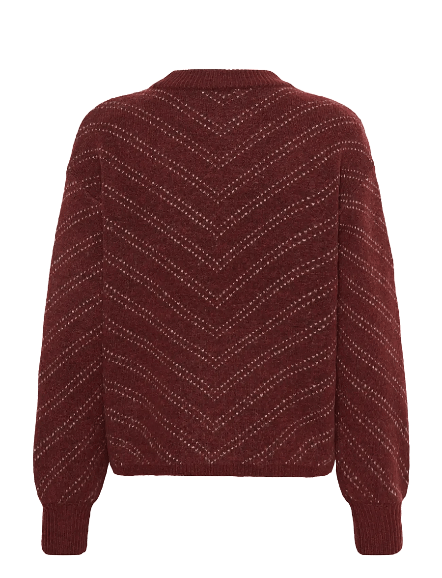 Kaffe - KAhillery Pullover - striktrøjer - port m./desert taupe m. stripe - 1