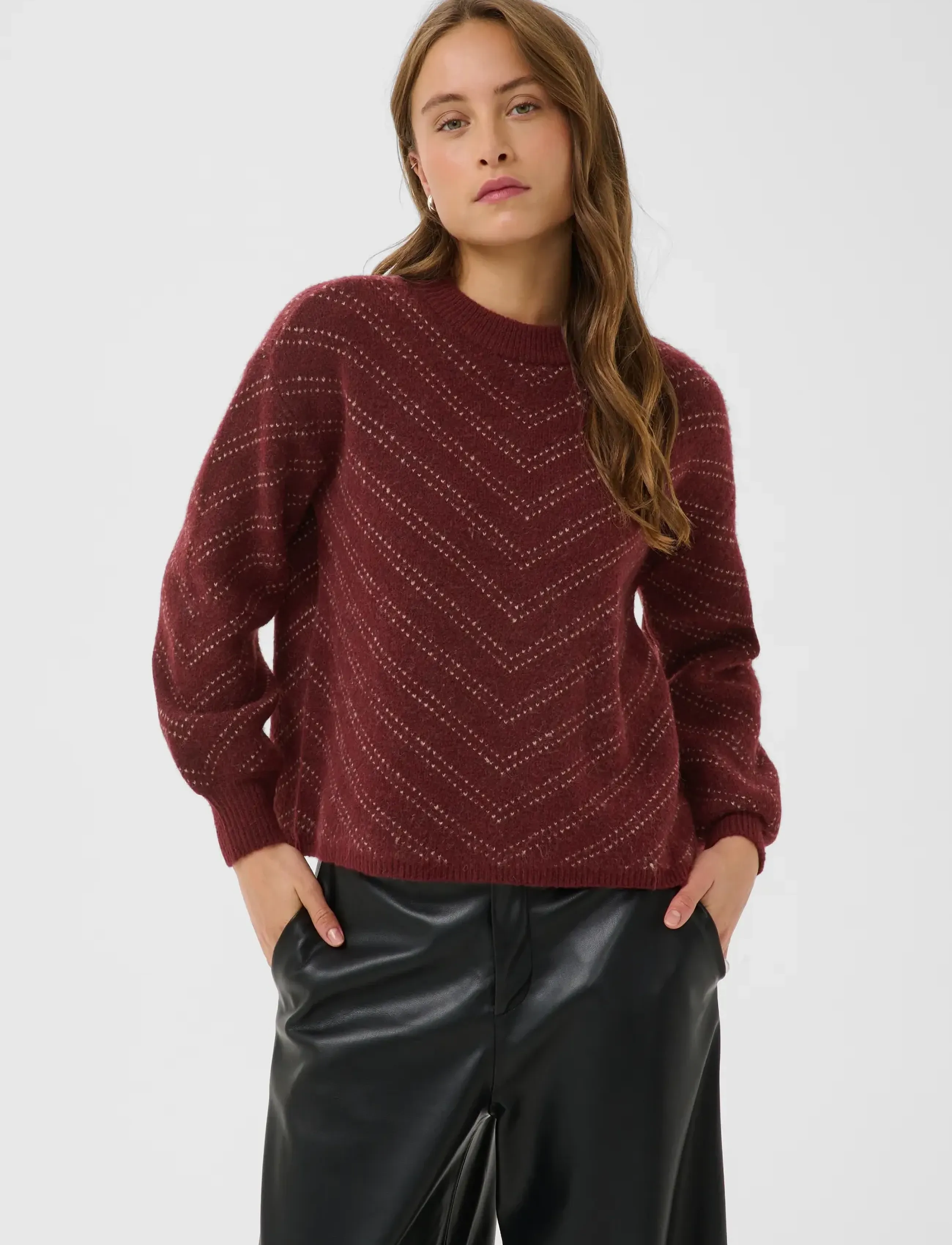 Kaffe - KAhillery Pullover - pullover - port m./desert taupe m. stripe - 2