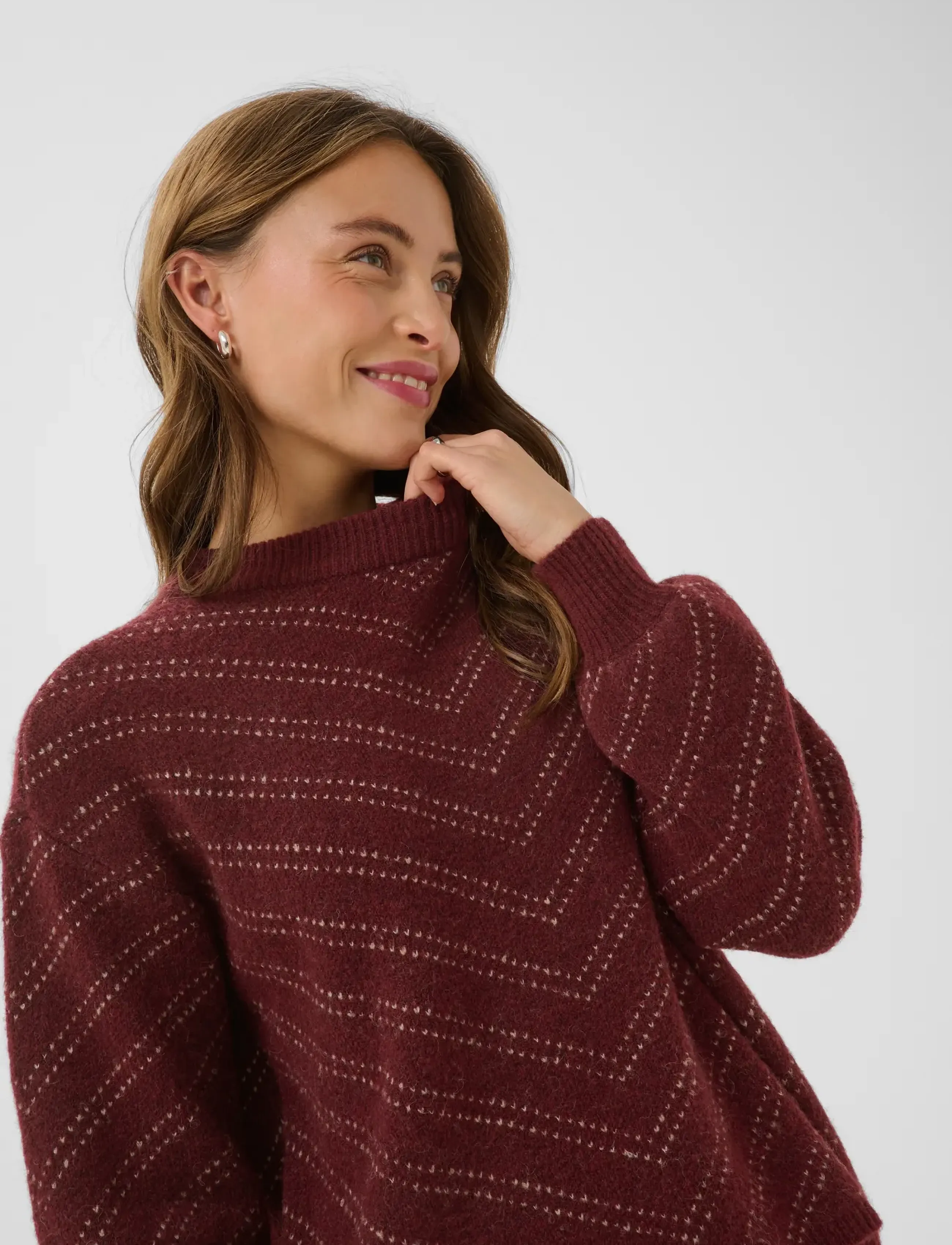 Kaffe - KAhillery Pullover - pullover - port m./desert taupe m. stripe - 5