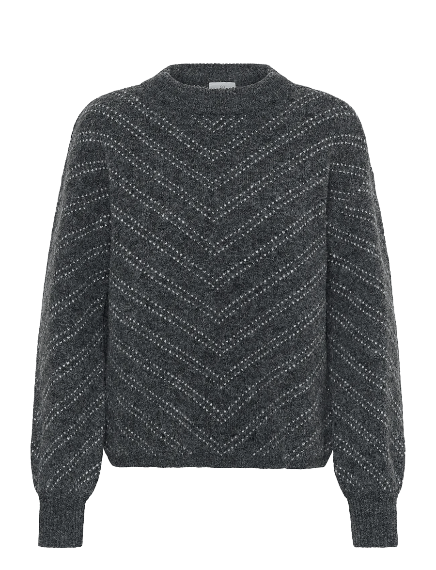 Kaffe - KAhillery Pullover - stickade tröjor - dark grey m./chalk stripe - 0
