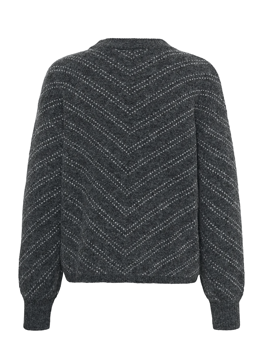 Kaffe - KAhillery Pullover - stickade tröjor - dark grey m./chalk stripe - 1