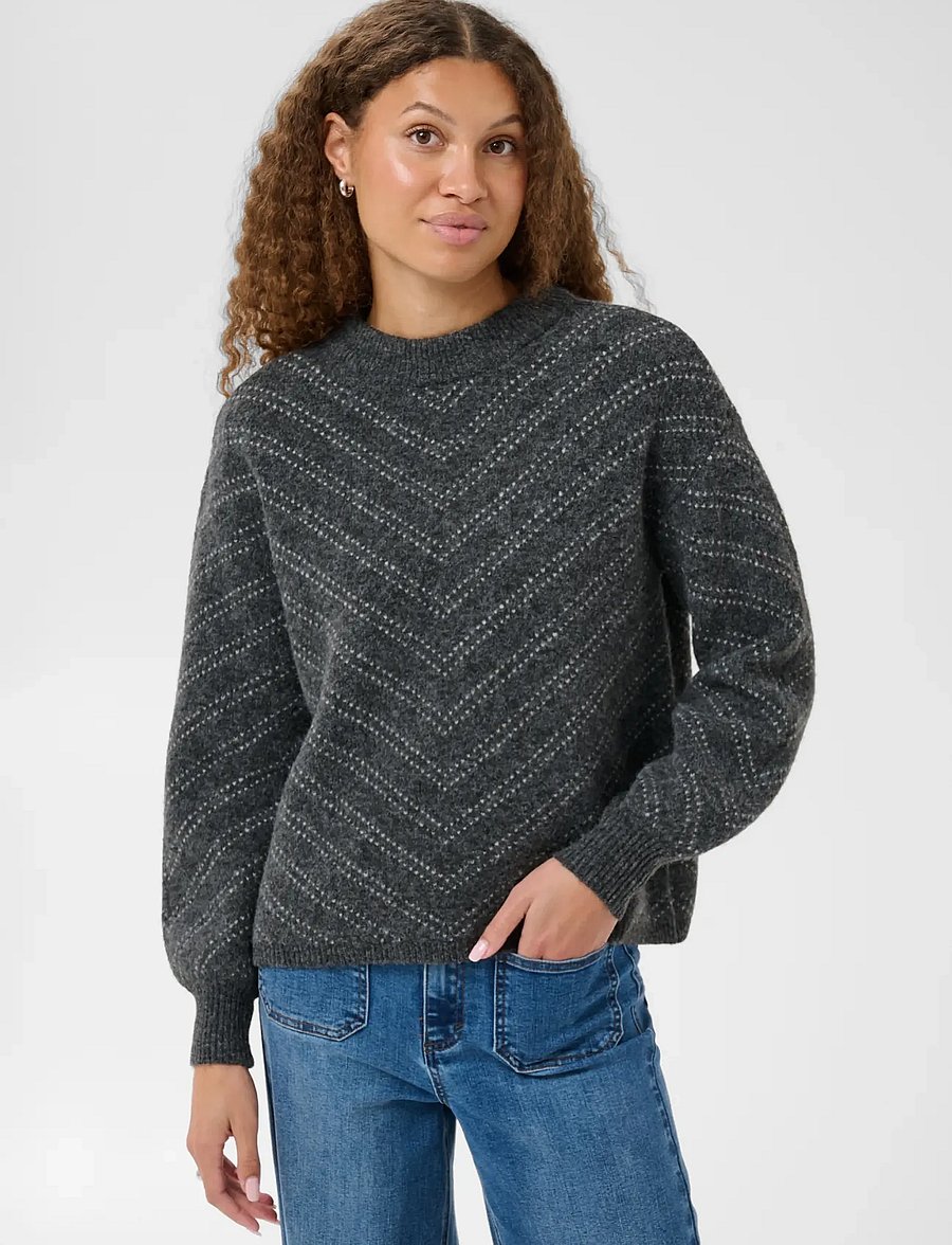 Kaffe - KAhillery Pullover - jumpers - dark grey m./chalk stripe - 2