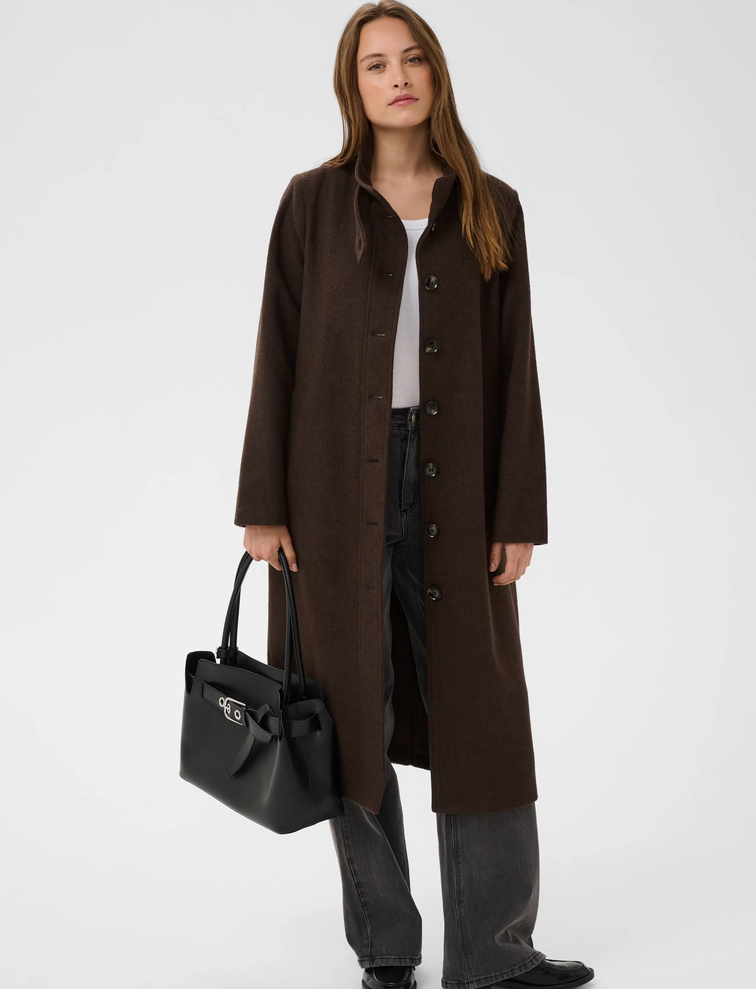 Kaffe - KAfanny Button Coat - winter jackets - chocolate brown - 2