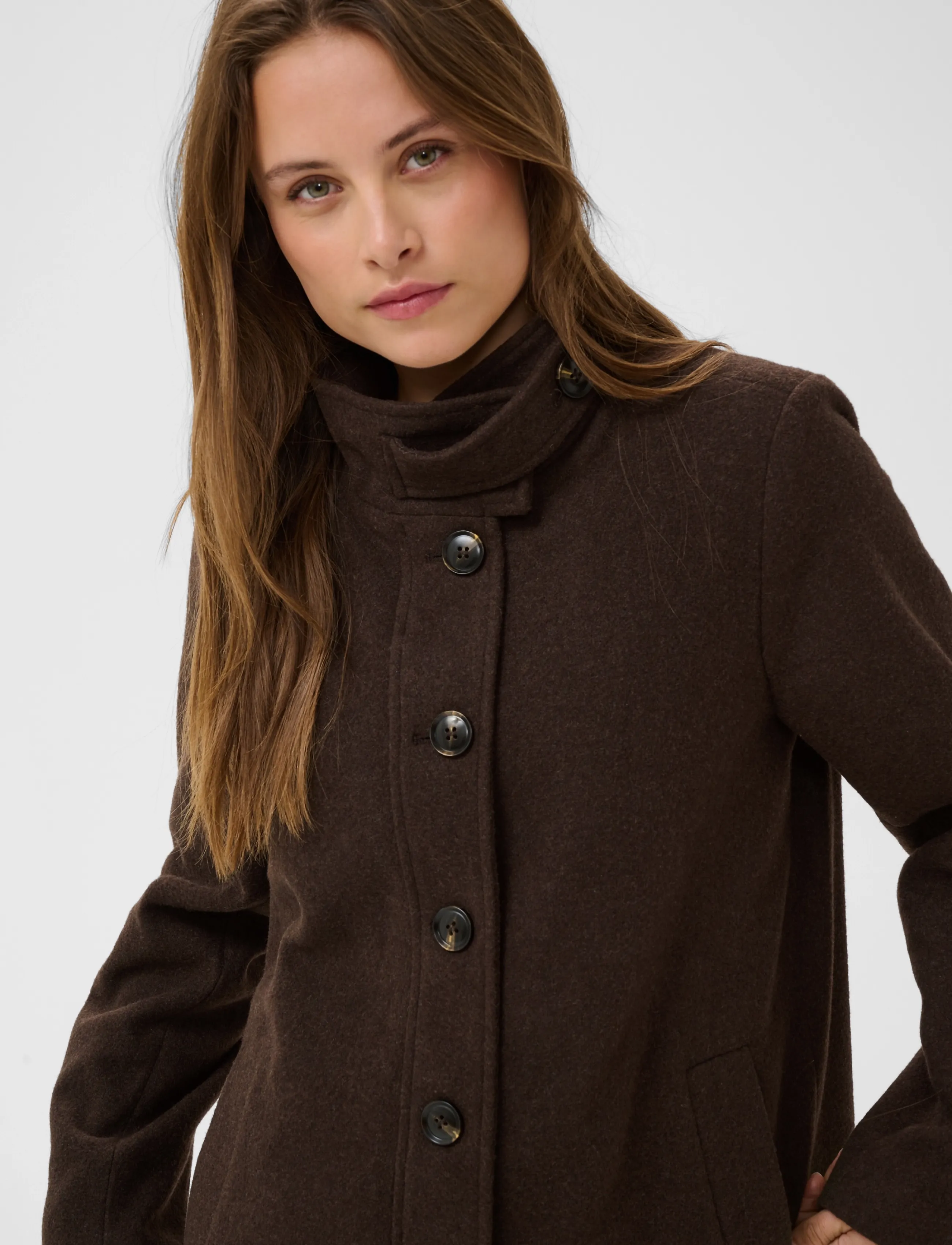 Kaffe - KAfanny Button Coat - winter jackets - chocolate brown - 4