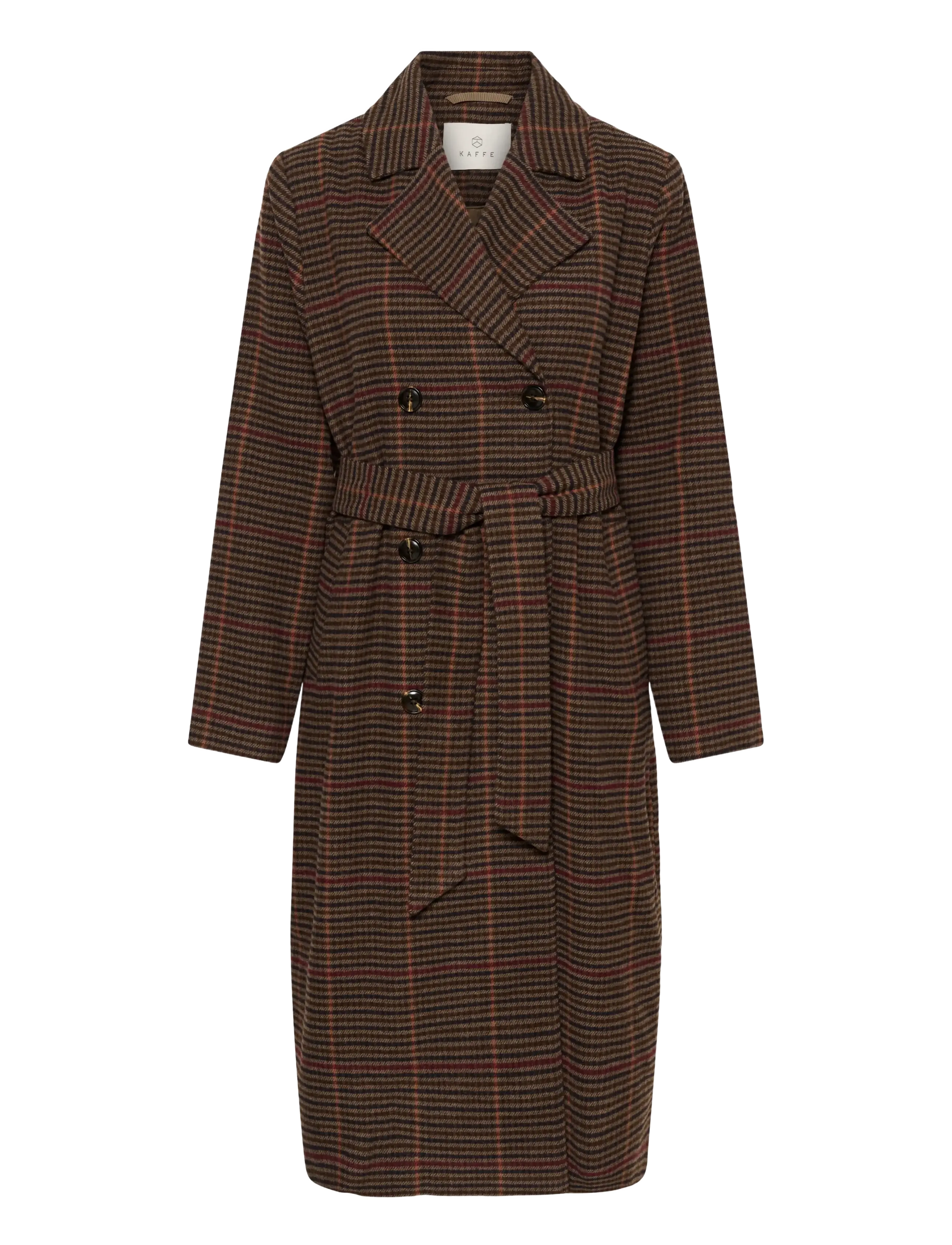 Kaffe KAfanni Checked Coat - Joped ja mantlid - BROWN/MULTI CHECK / brown