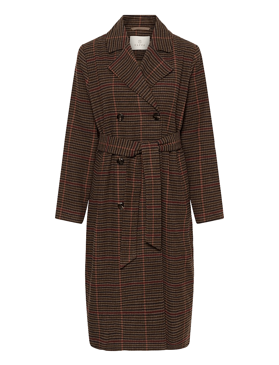 Kaffe - KAfanni Checked Coat - winter jackets - brown/multi check - 0