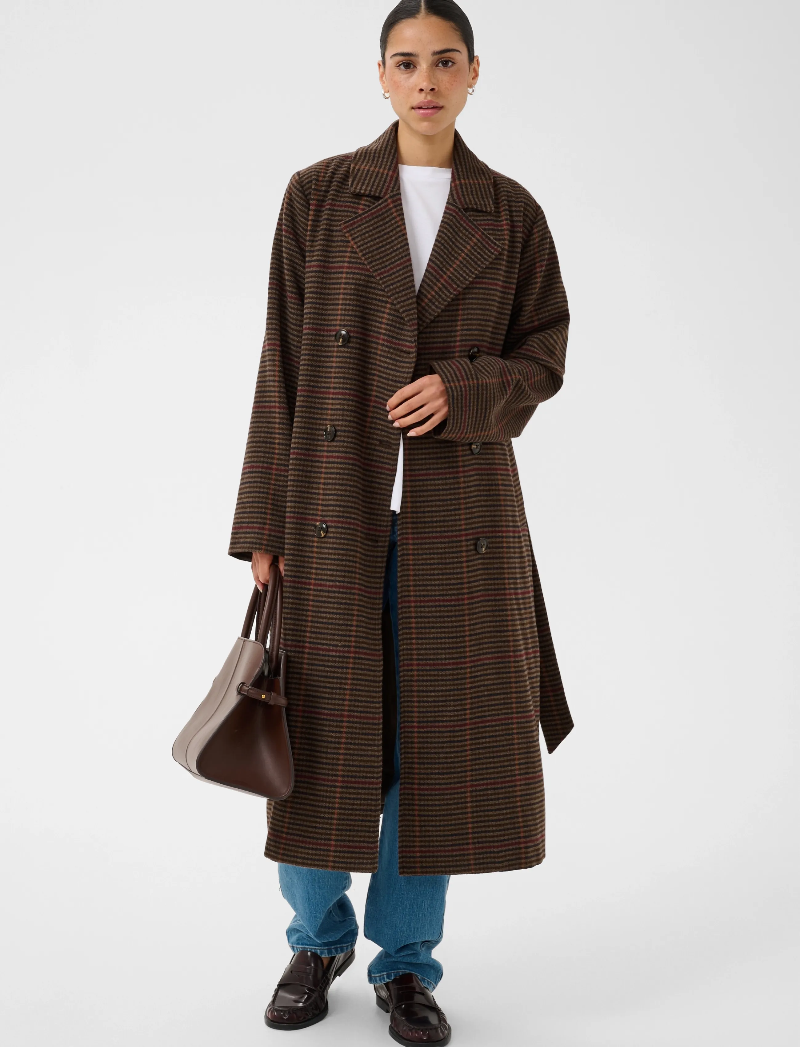 Kaffe - KAfanni Checked Coat - brown/multi check - 2