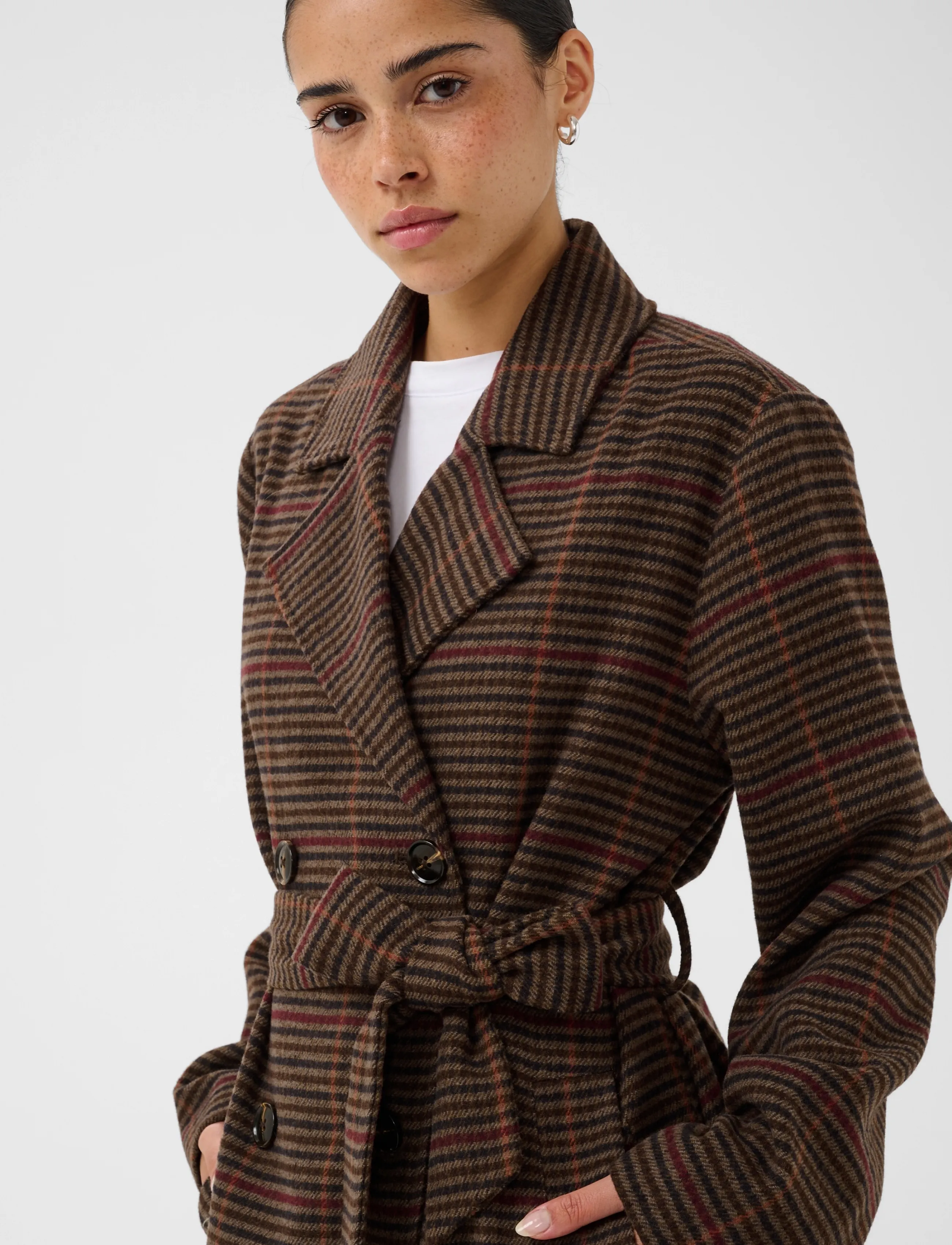 Kaffe - KAfanni Checked Coat - brown/multi check - 4