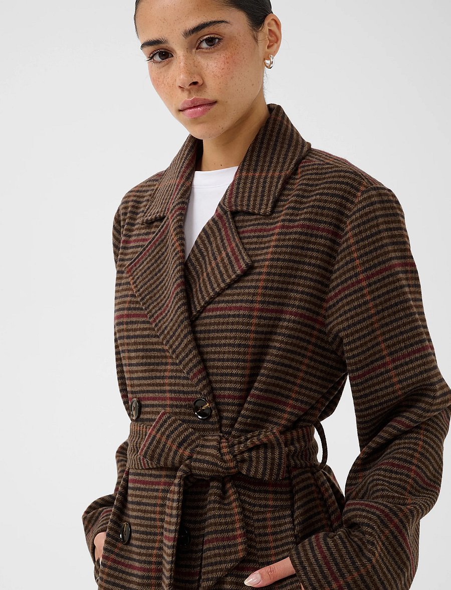 Kaffe - KAfanni Checked Coat - winter jackets - brown/multi check - 4