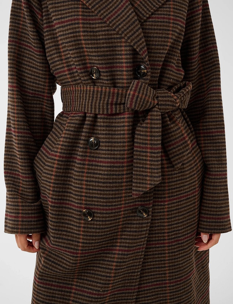 Kaffe - KAfanni Checked Coat - winter jackets - brown/multi check - 5