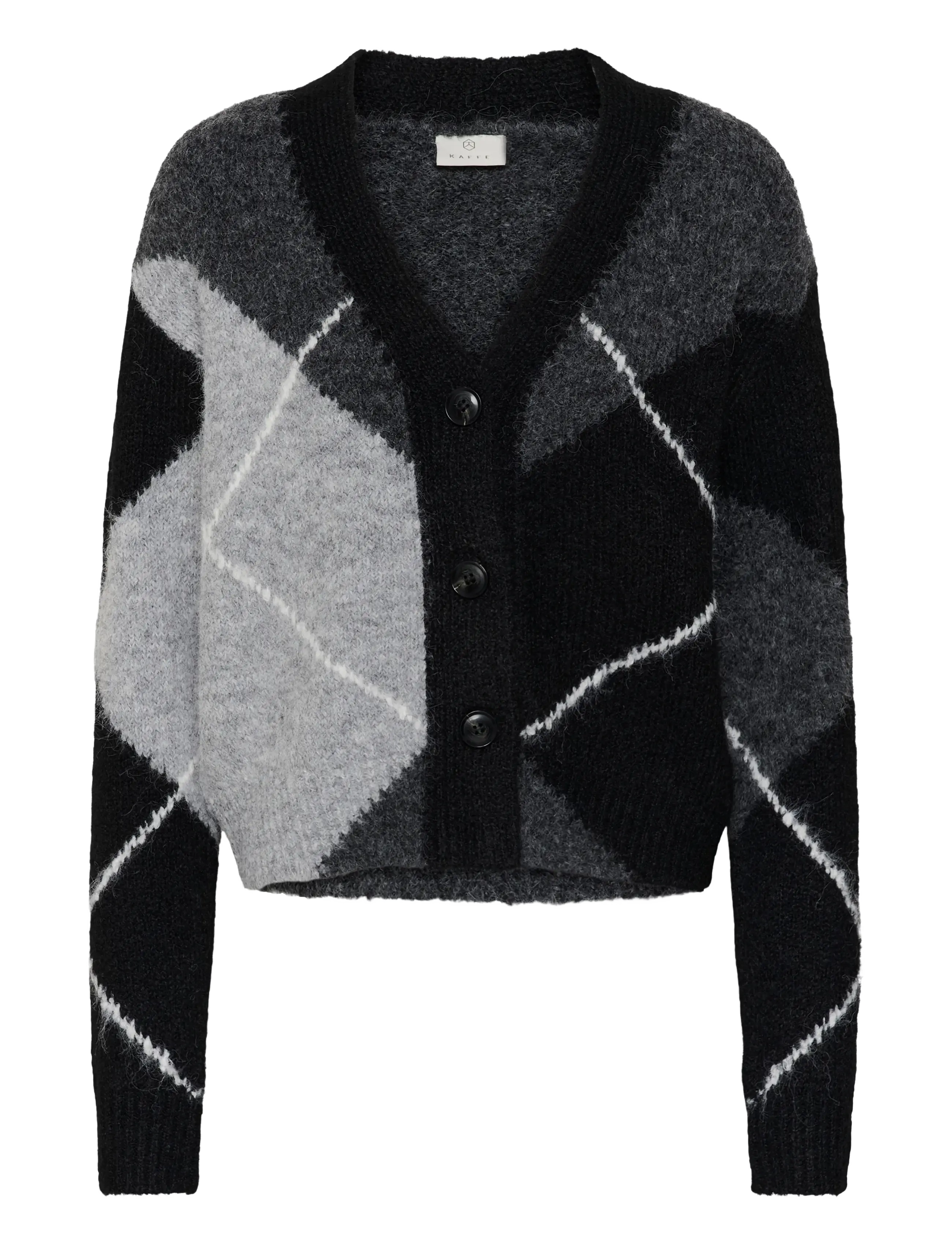 Kaffe KAgrith Cardigan - Kaffe - GREY MELANGE / BLACK CHECK / grey