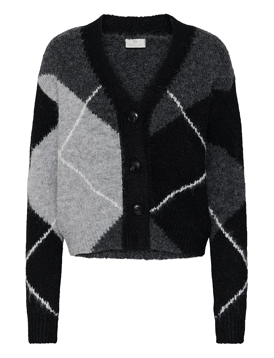 Kaffe - KAgrith Cardigan - strickjacken - grey melange / black check - 0