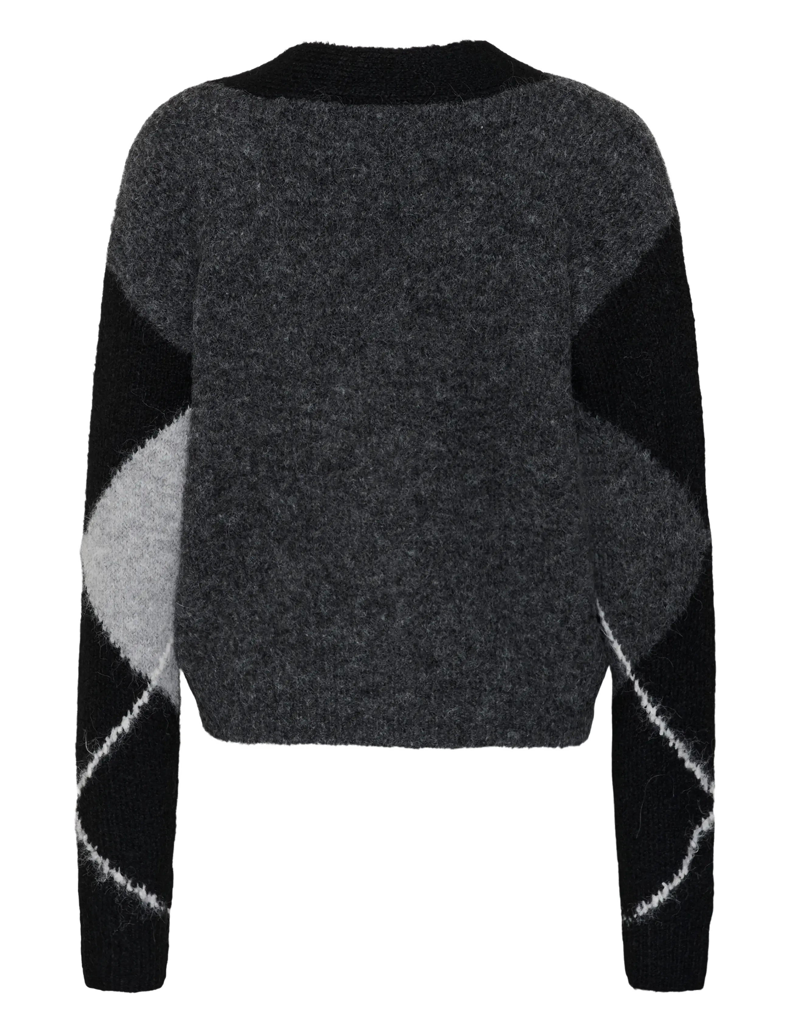 Kaffe - KAgrith Cardigan - strickjacken - grey melange / black check - 1