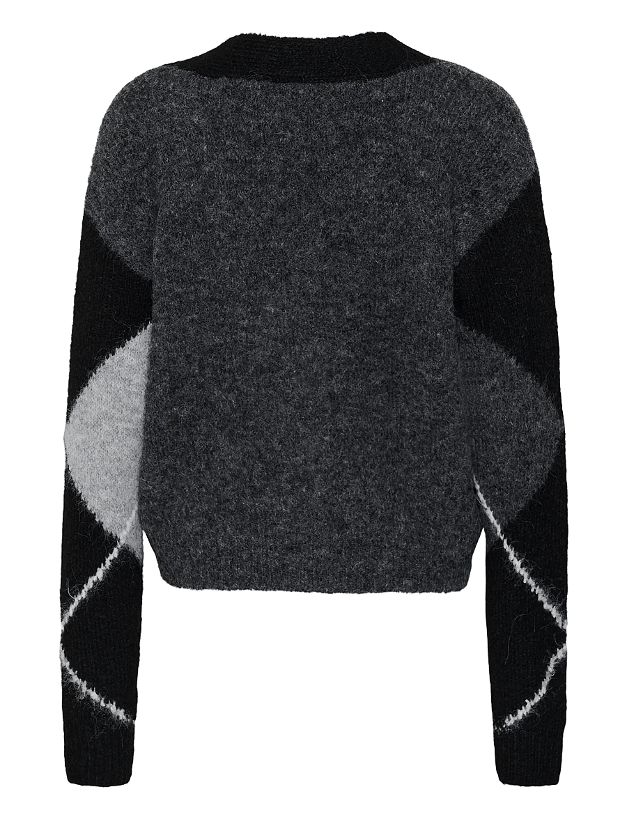 Kaffe - KAgrith Cardigan - strickjacken - grey melange / black check - 1