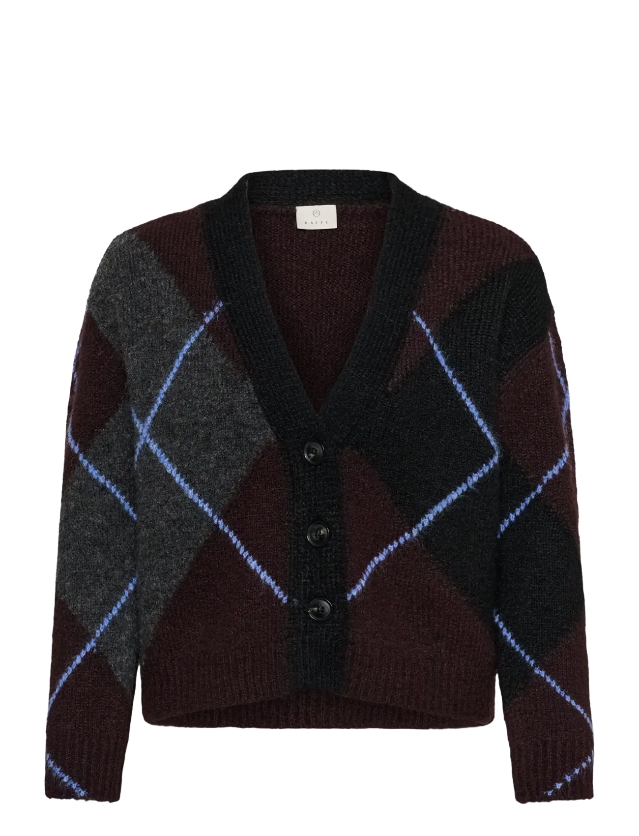 Kaffe KAgrith Cardigan - Kaffe - DARK GREY MELANGE / FUDGE / burgundy