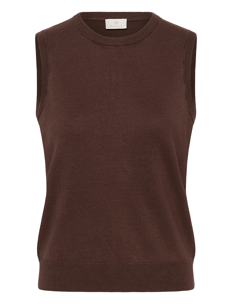 Kaffe - KAlizza Knit Slipover - strikveste - chocolate brown - 0