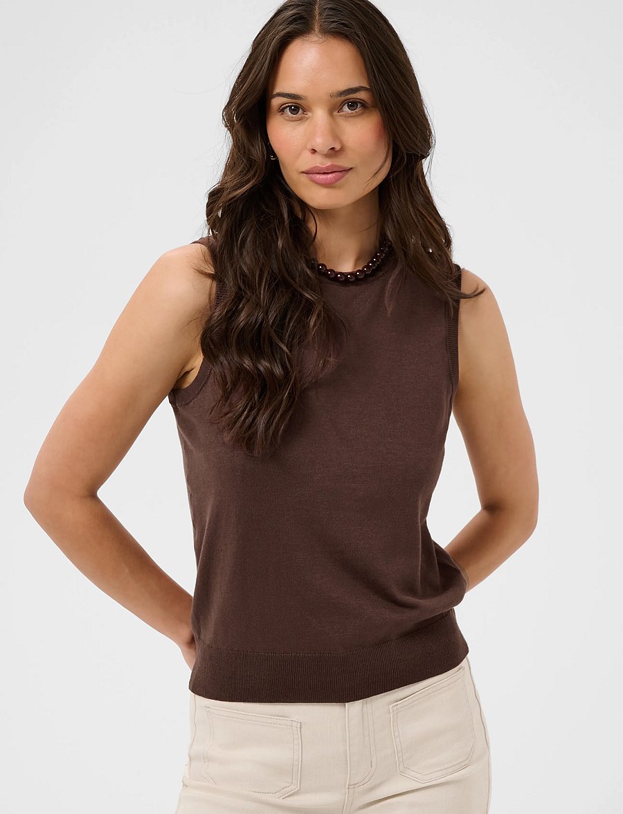 Kaffe - KAlizza Knit Slipover - strikveste - chocolate brown - 2