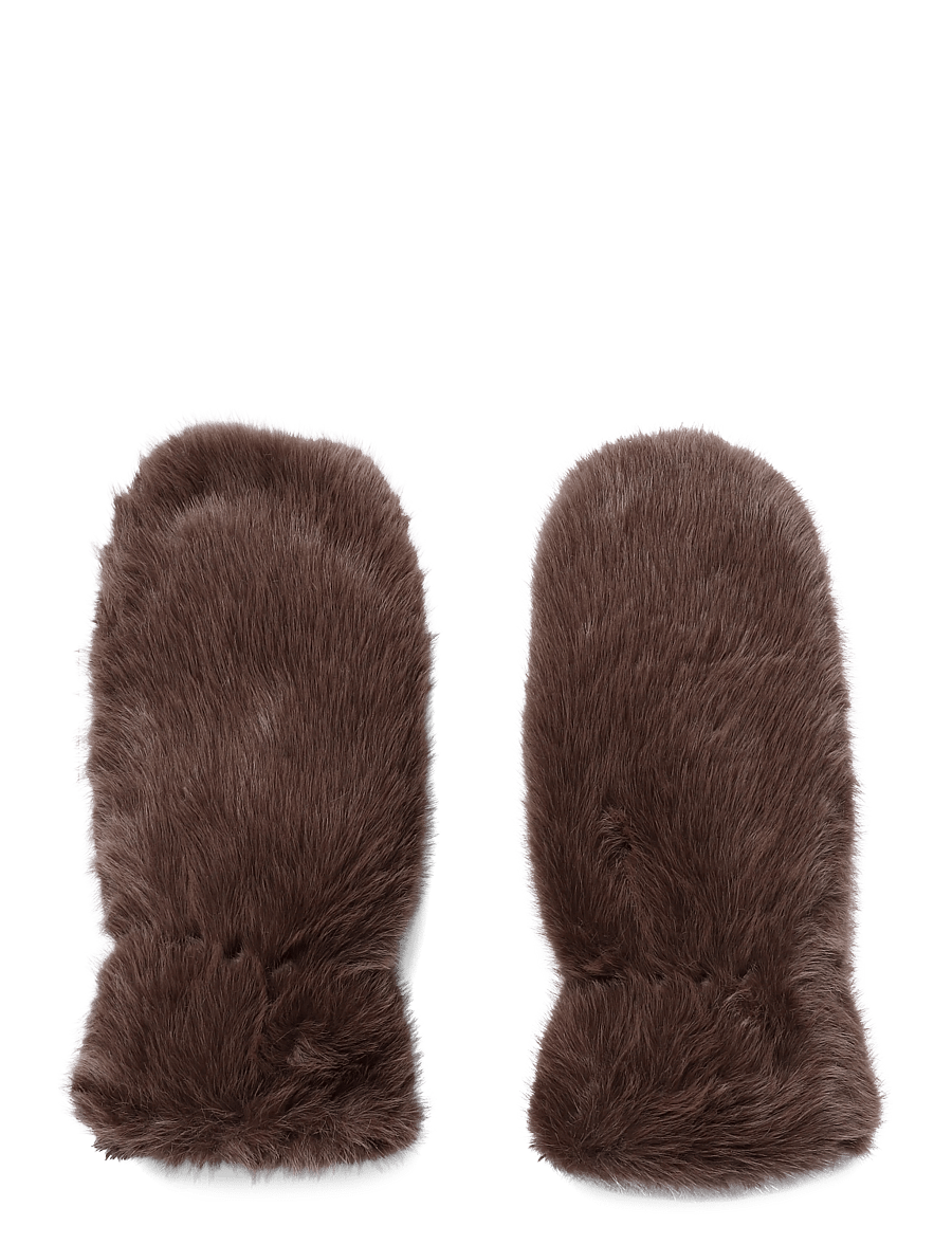 Kaffe - KAhazel Faux Fur Mittens - mittens - coffee bean cc - 0