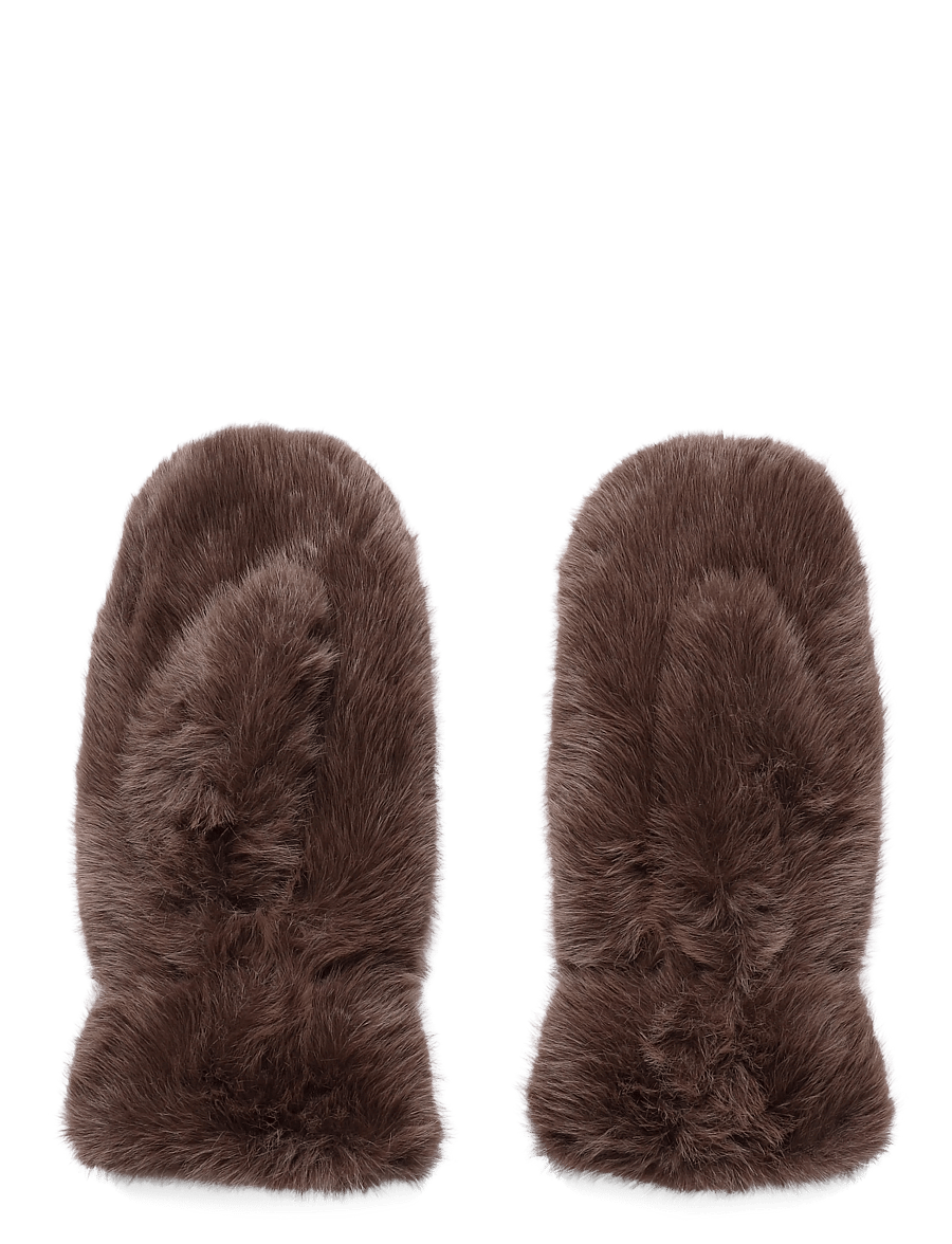 Kaffe - KAhazel Faux Fur Mittens - mittens - coffee bean cc - 1