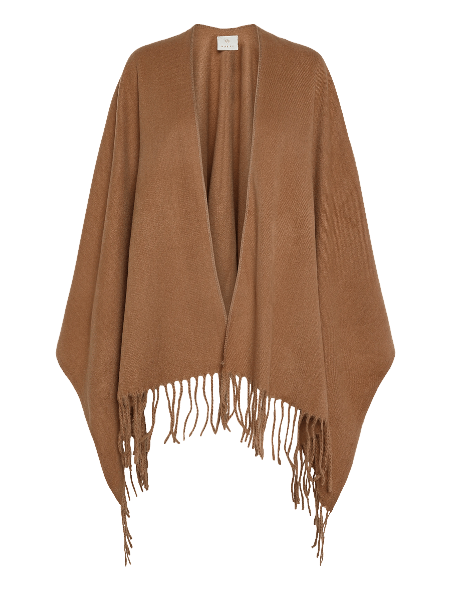 Kaffe - KAgaia Fringe Poncho - ponchos & capes - camel cc - 0