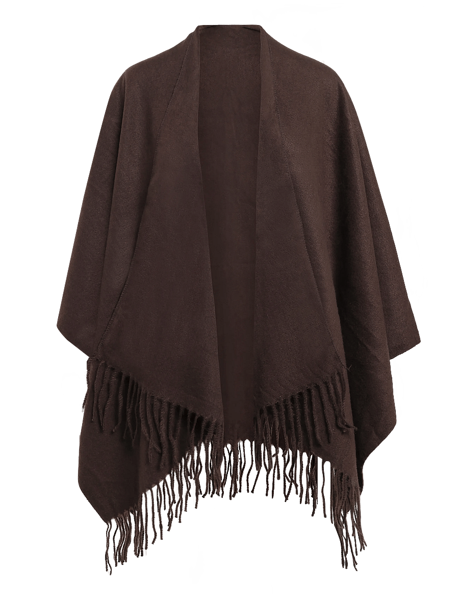 Kaffe - KAgaia Fringe Poncho - coffee bean - 0